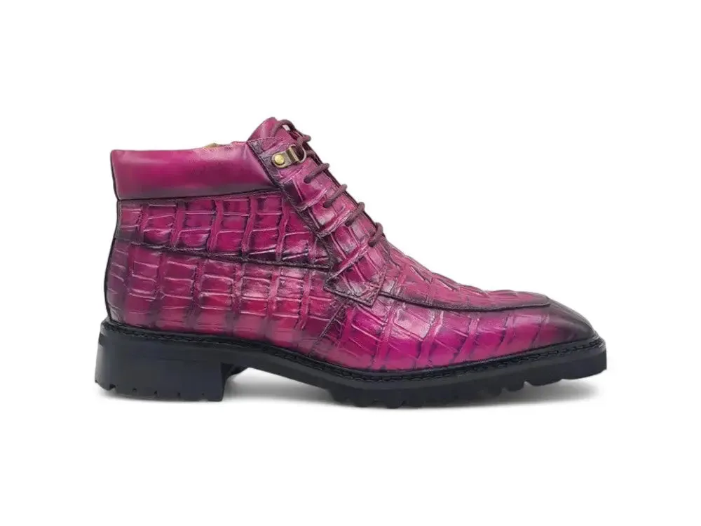 Men's Lace-up Boots Alligator Embossed dust guard