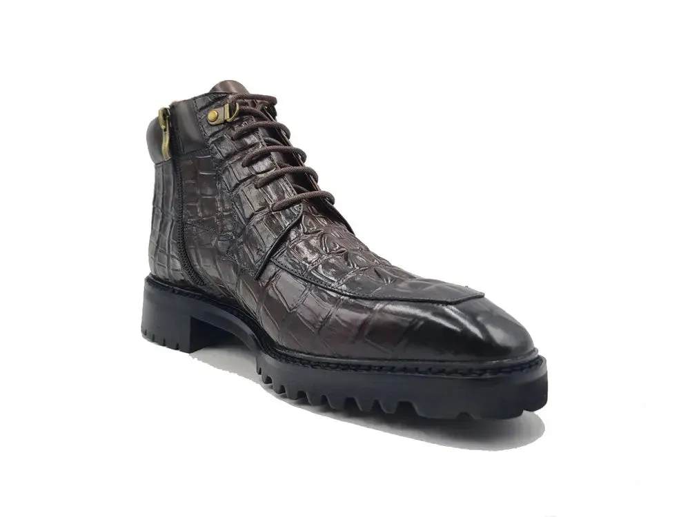 Men's Lace-up Boots Alligator Embossed dust guard