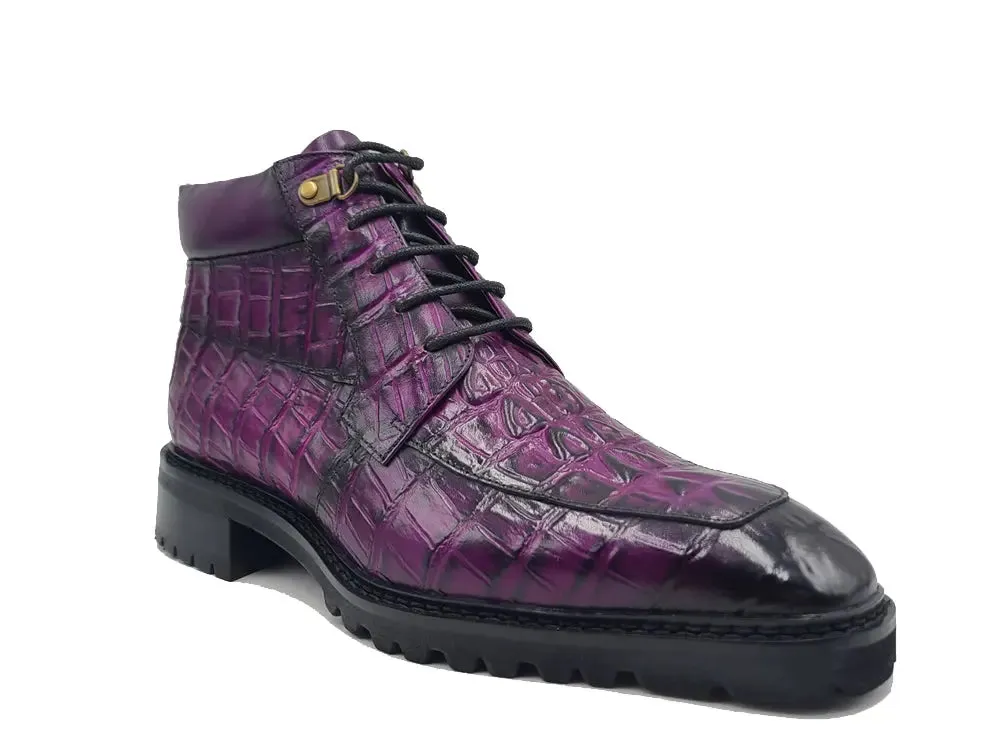 Men's Lace-up Boots Alligator Embossed dust guard