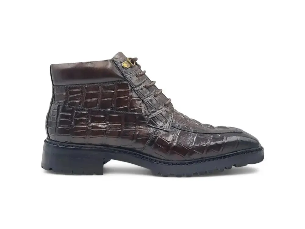 Men's Lace-up Boots Alligator Embossed dust guard