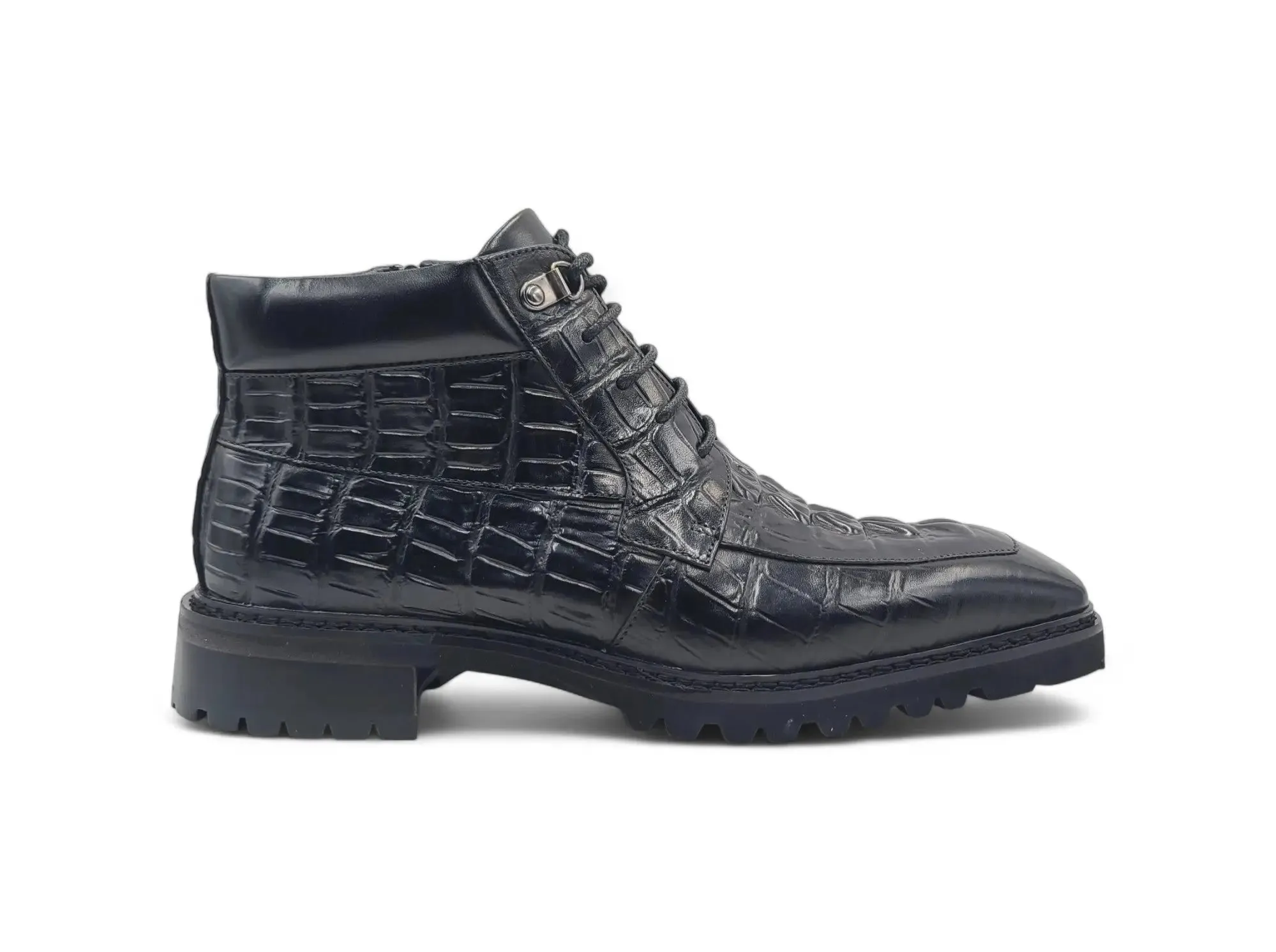 Men's Lace-up Boots Alligator Embossed street style