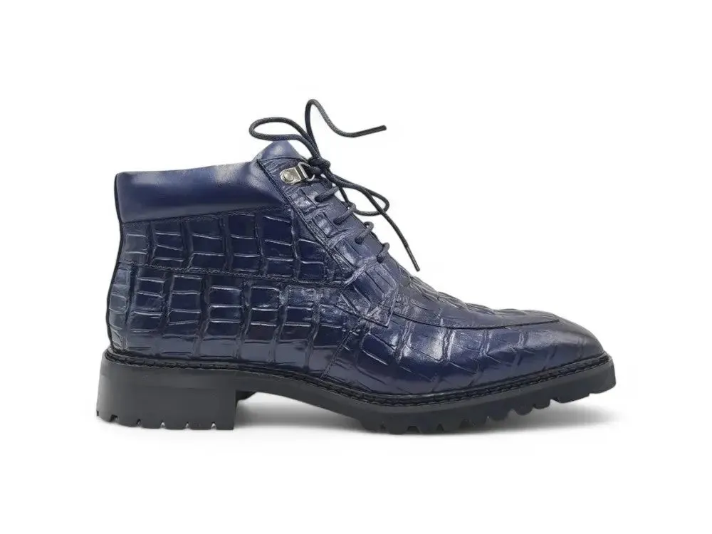 Men's Lace-up Boots Alligator Embossed street style