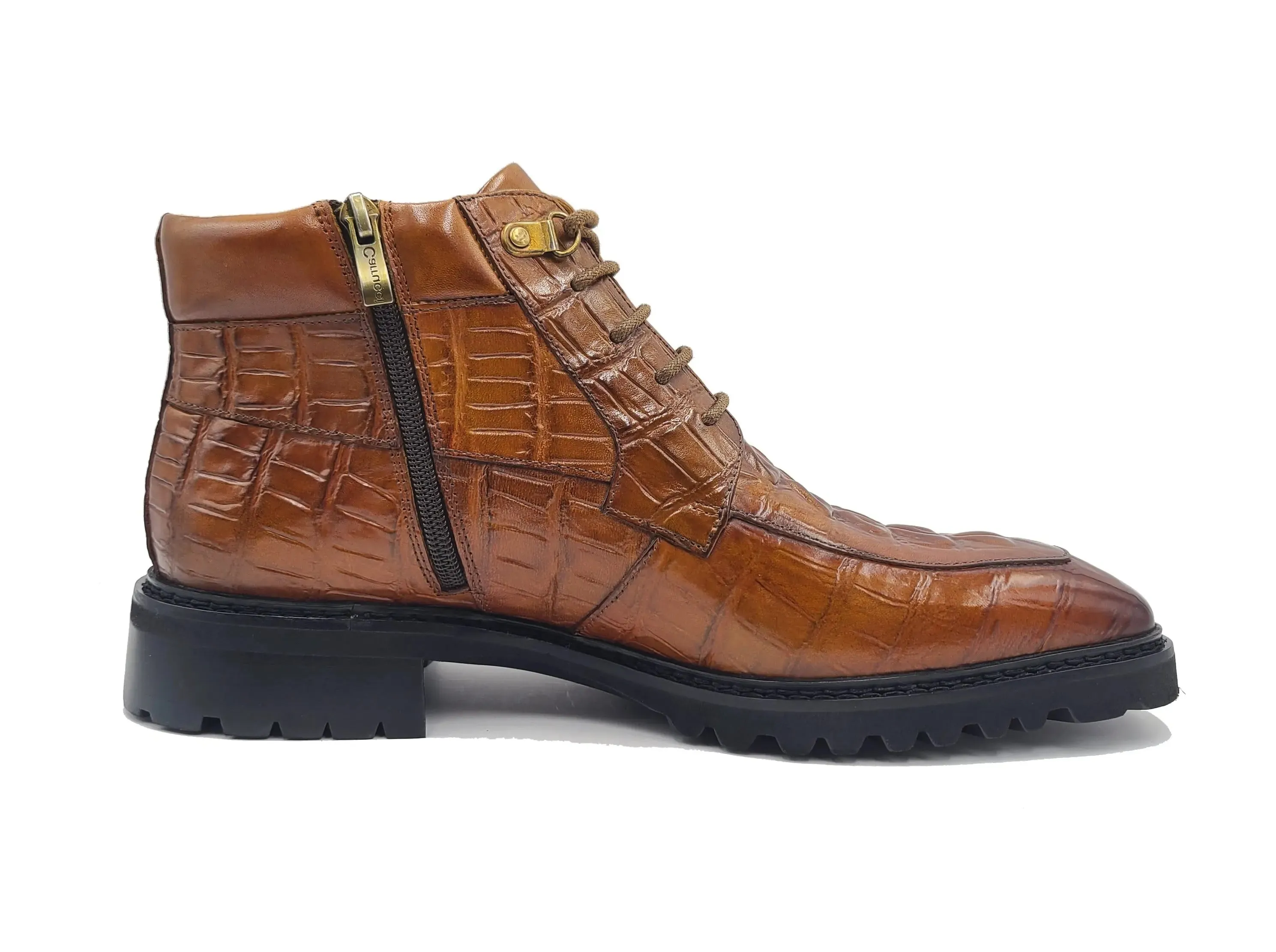 Men's Lace-up Boots Alligator Embossed street style