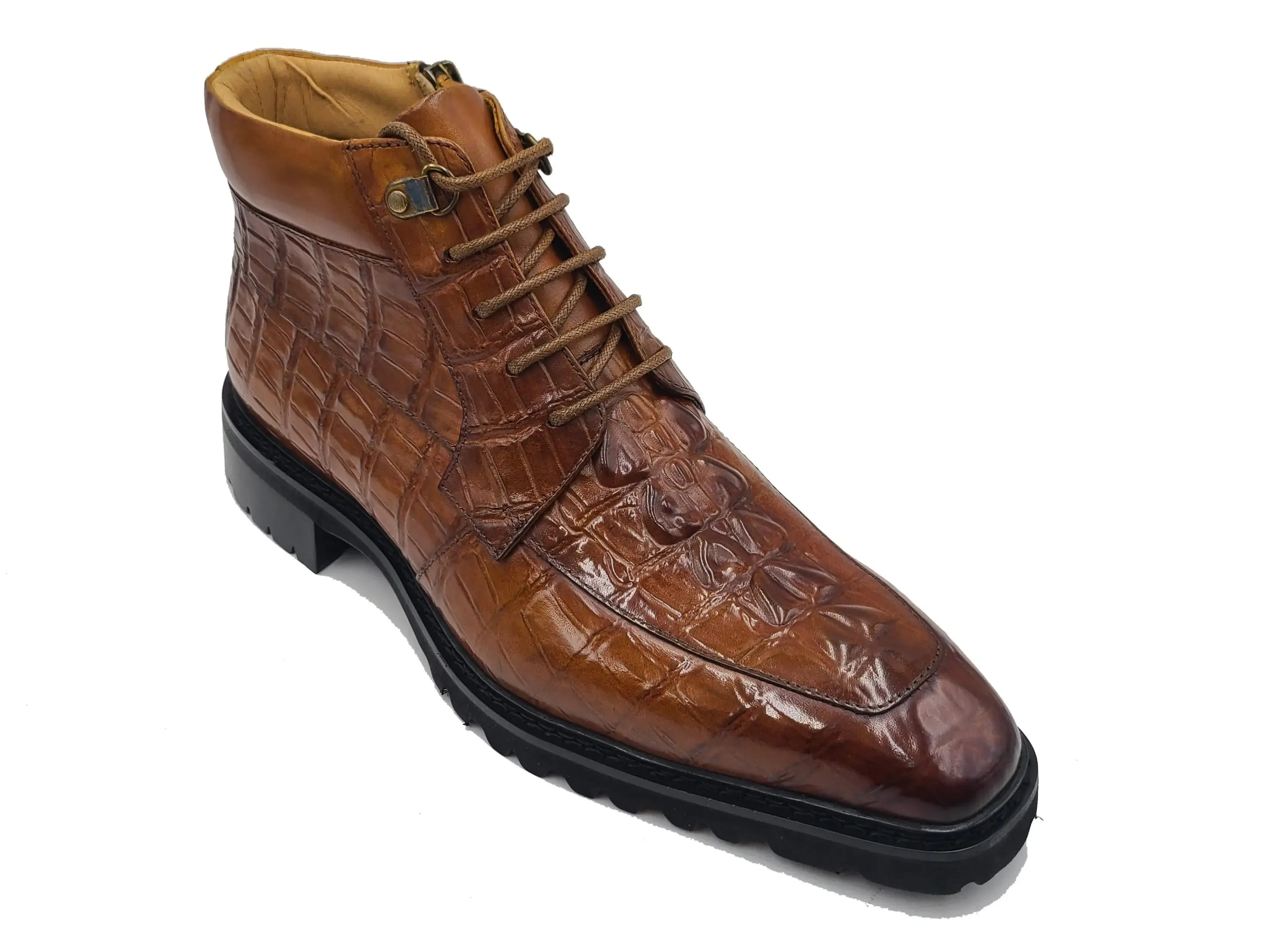 Men's Lace-up Boots Alligator Embossed street style