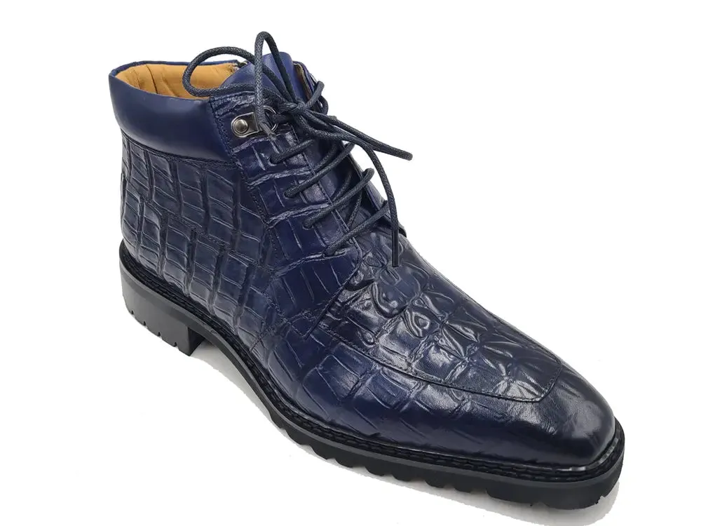 Men's Lace-up Boots Alligator Embossed street style