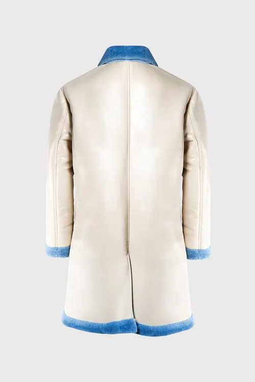 Metal Logo Faux Lambskin Shearling Coat city mood