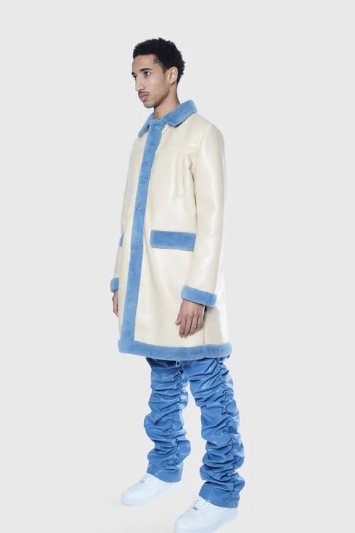 Metal Logo Faux Lambskin Shearling Coat city mood