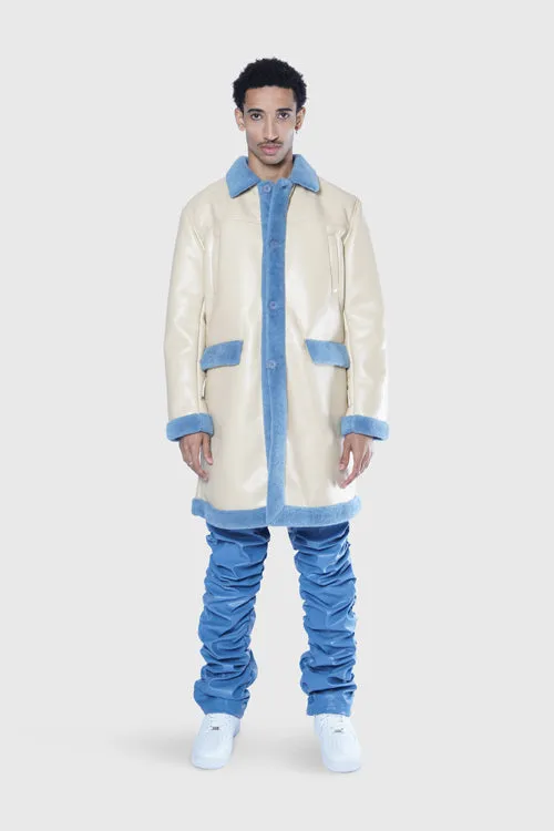 Metal Logo Faux Lambskin Shearling Coat city mood