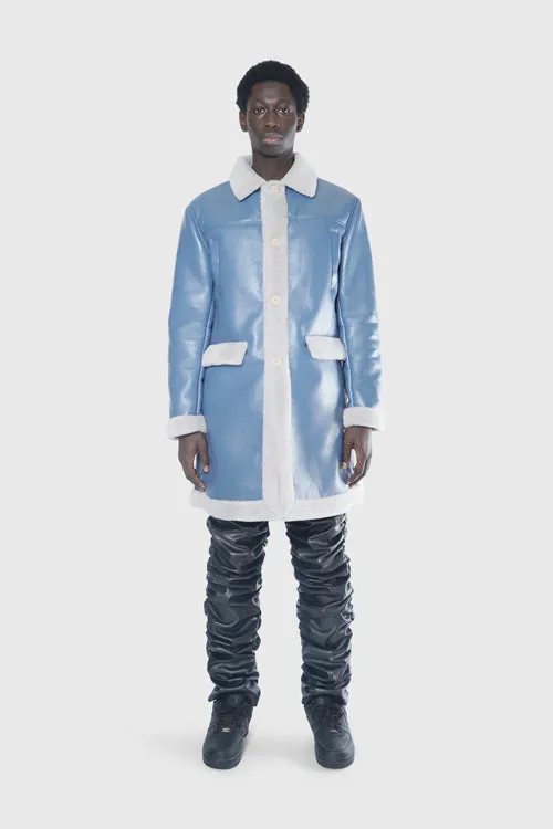 Metal Logo Faux Lambskin Shearling Coat outdoor chill