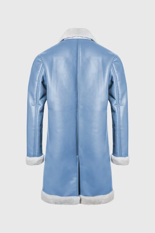 Metal Logo Faux Lambskin Shearling Coat outdoor chill