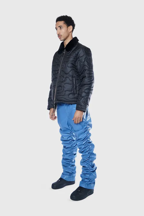 Metal Logo Pinched Comfortable Faux Lambskin Jeans quality edge