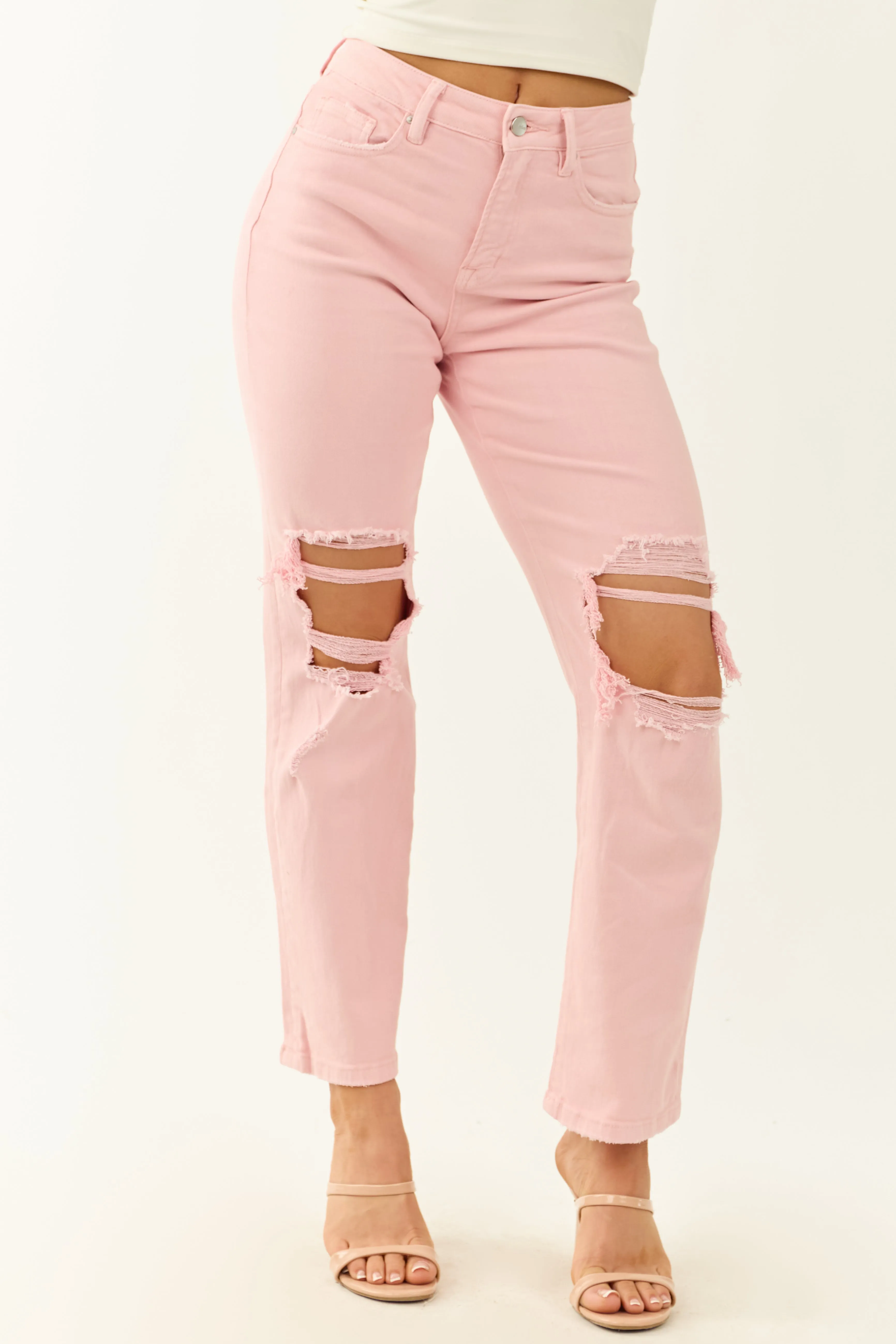 Mica Denim Cherry Blossom Stretchy Straight Jeans style easy