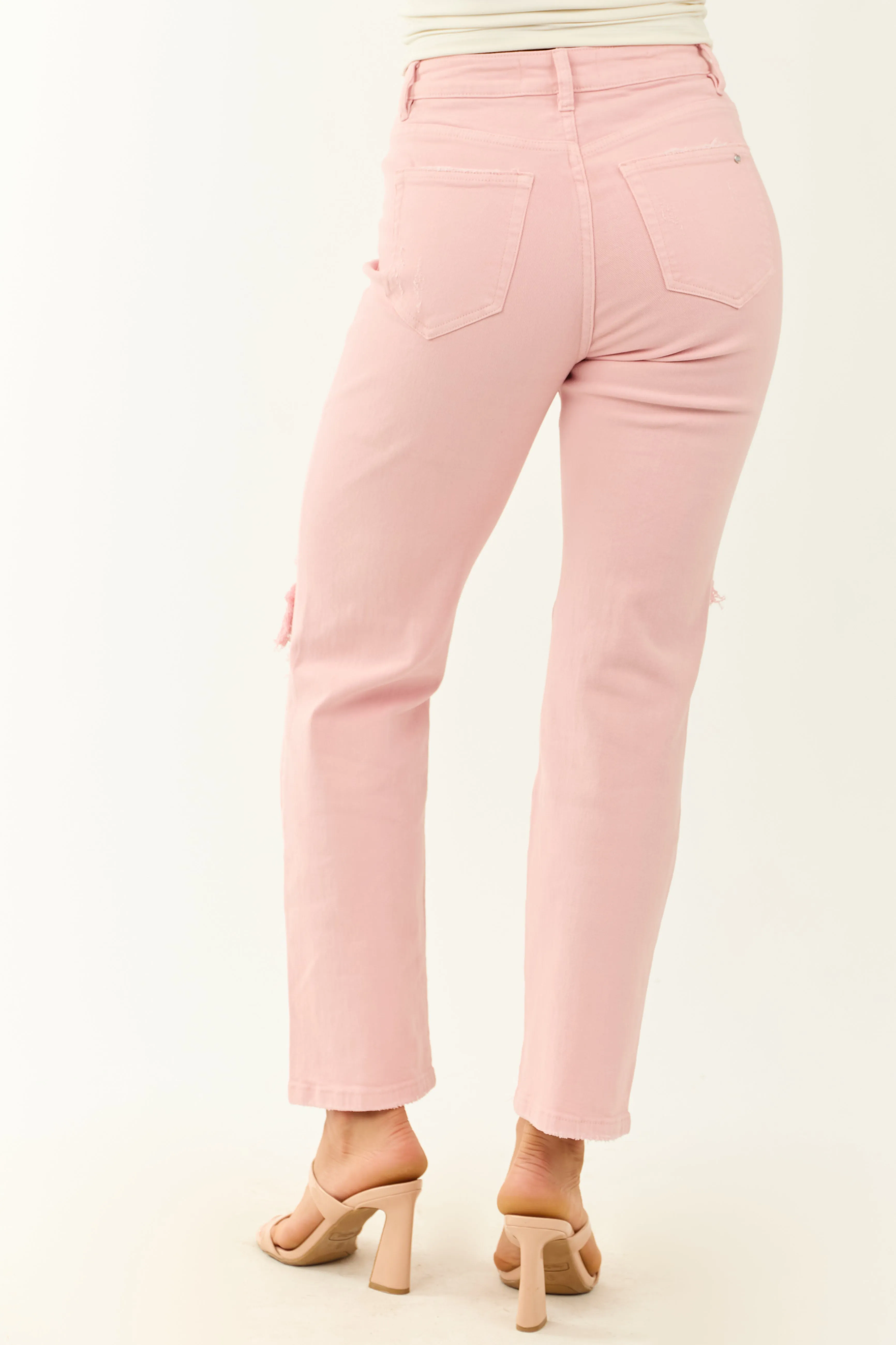 Mica Denim Cherry Blossom Stretchy Straight Jeans style easy