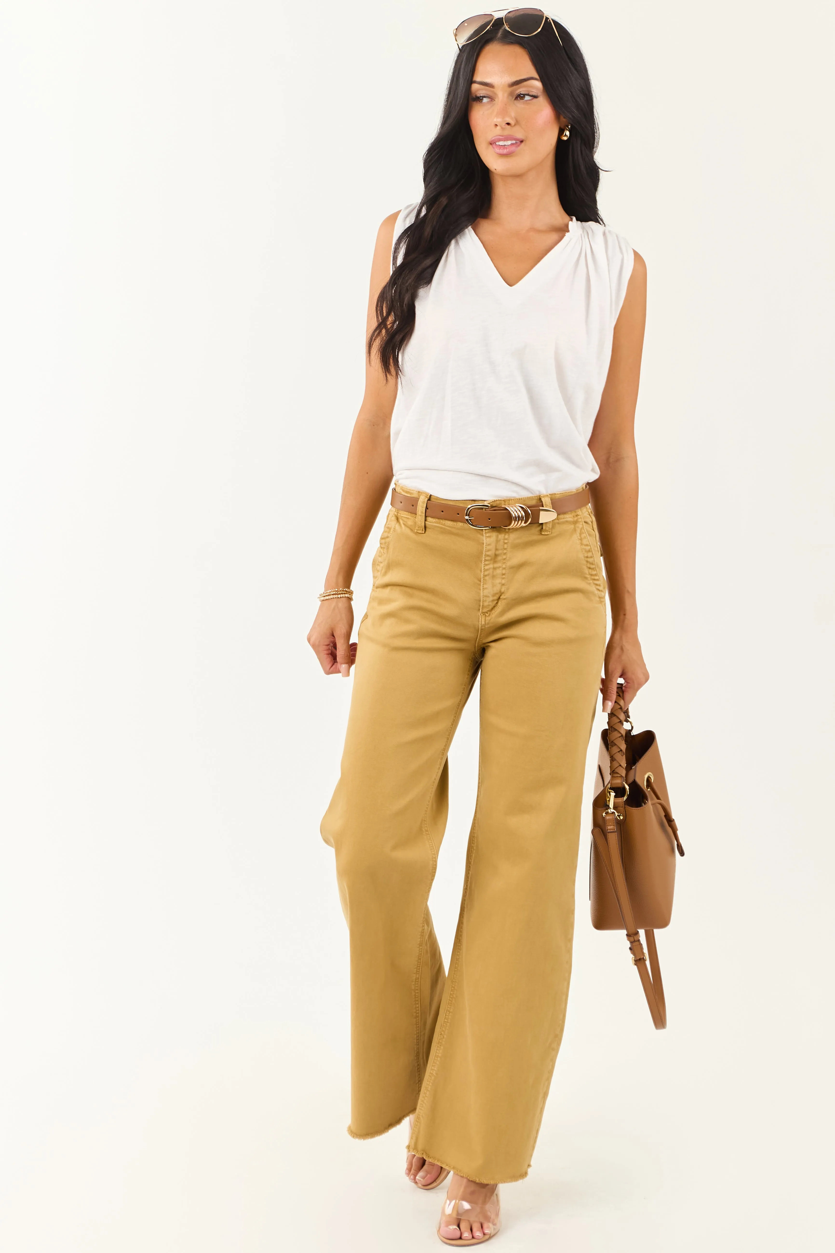 Mica Denim Desert Wide Leg High Rise Stretchy Jeans retro charm