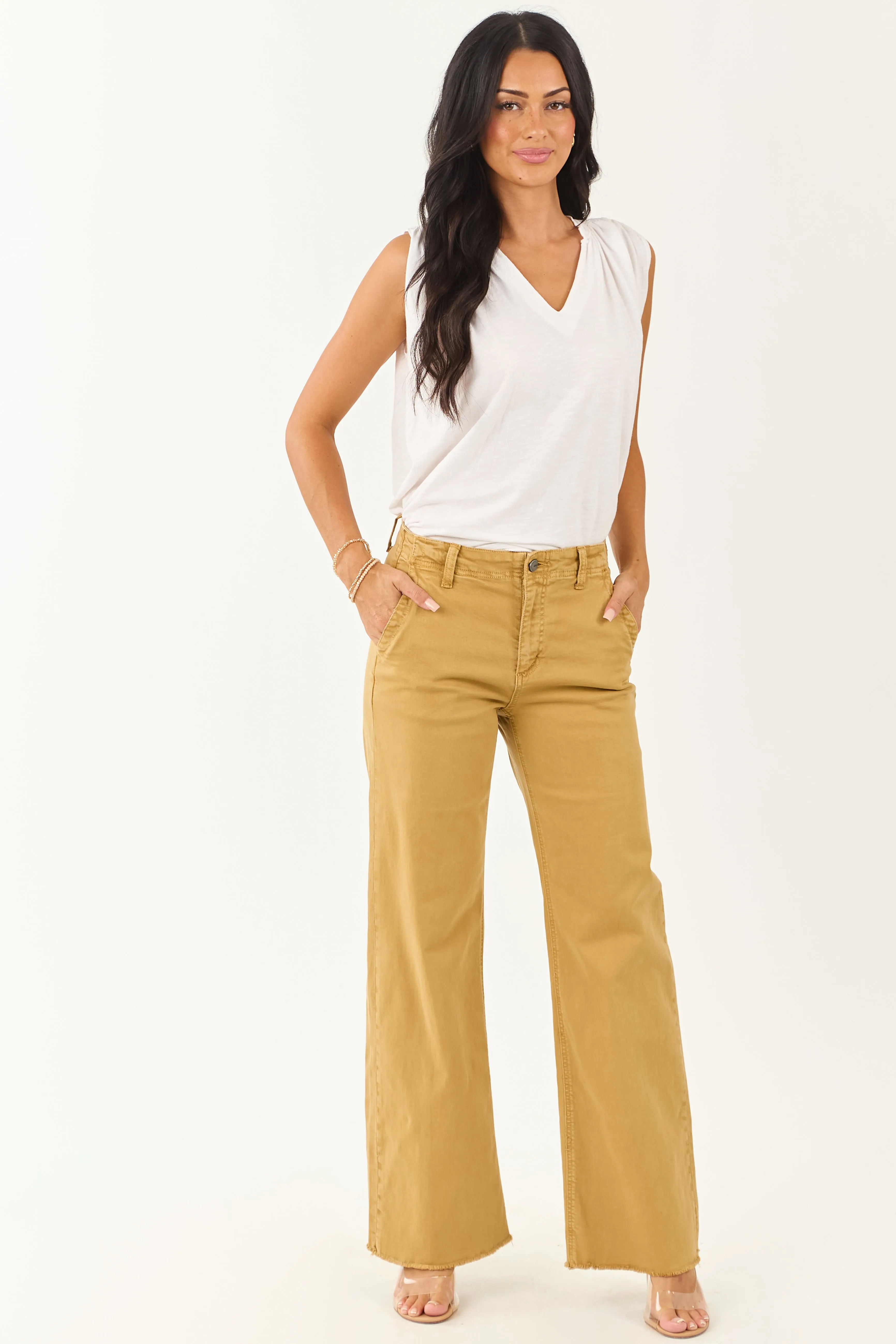 Mica Denim Desert Wide Leg High Rise Stretchy Jeans retro charm