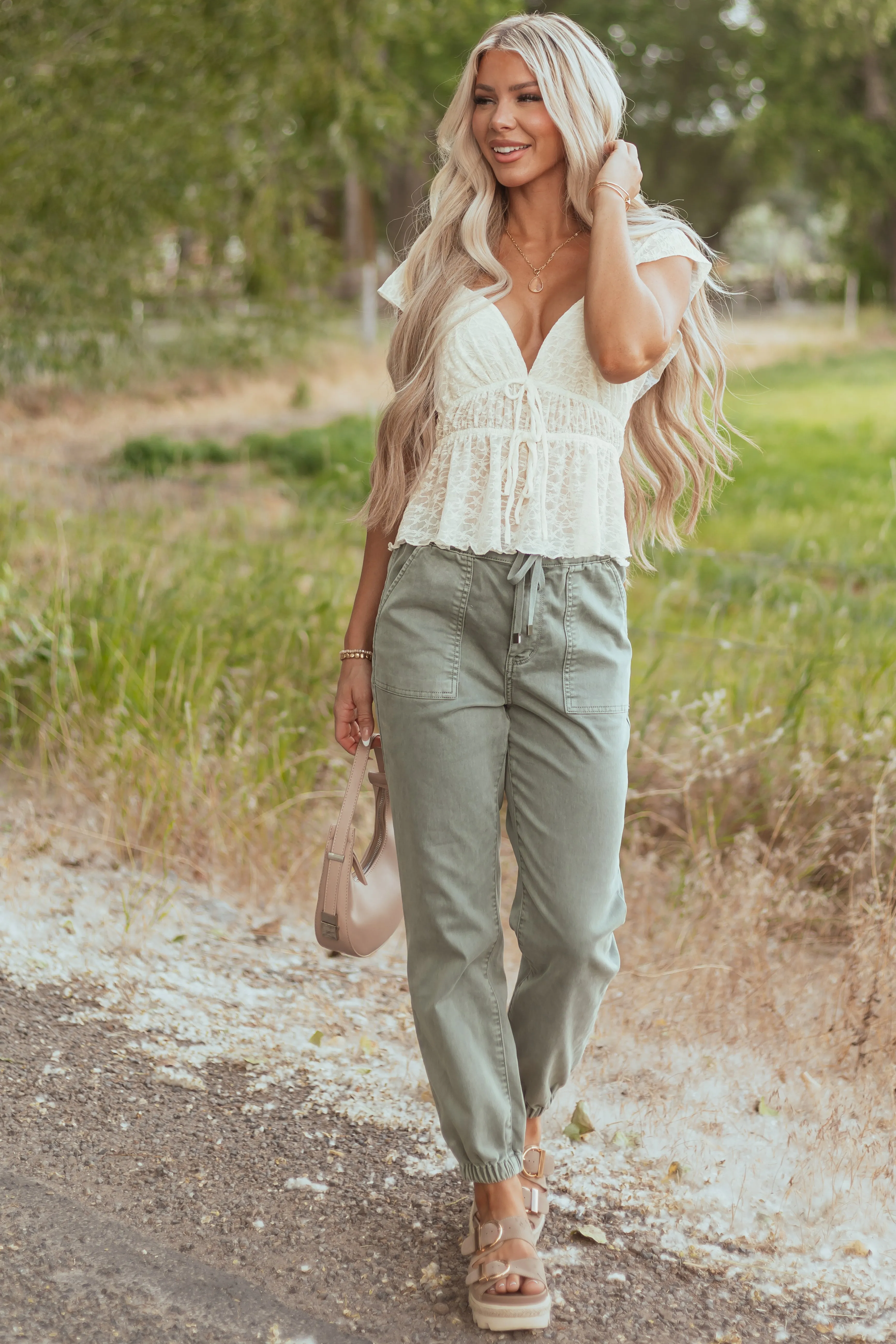 Mica Denim Faded Juniper Cropped Jogger Jeans easy cool