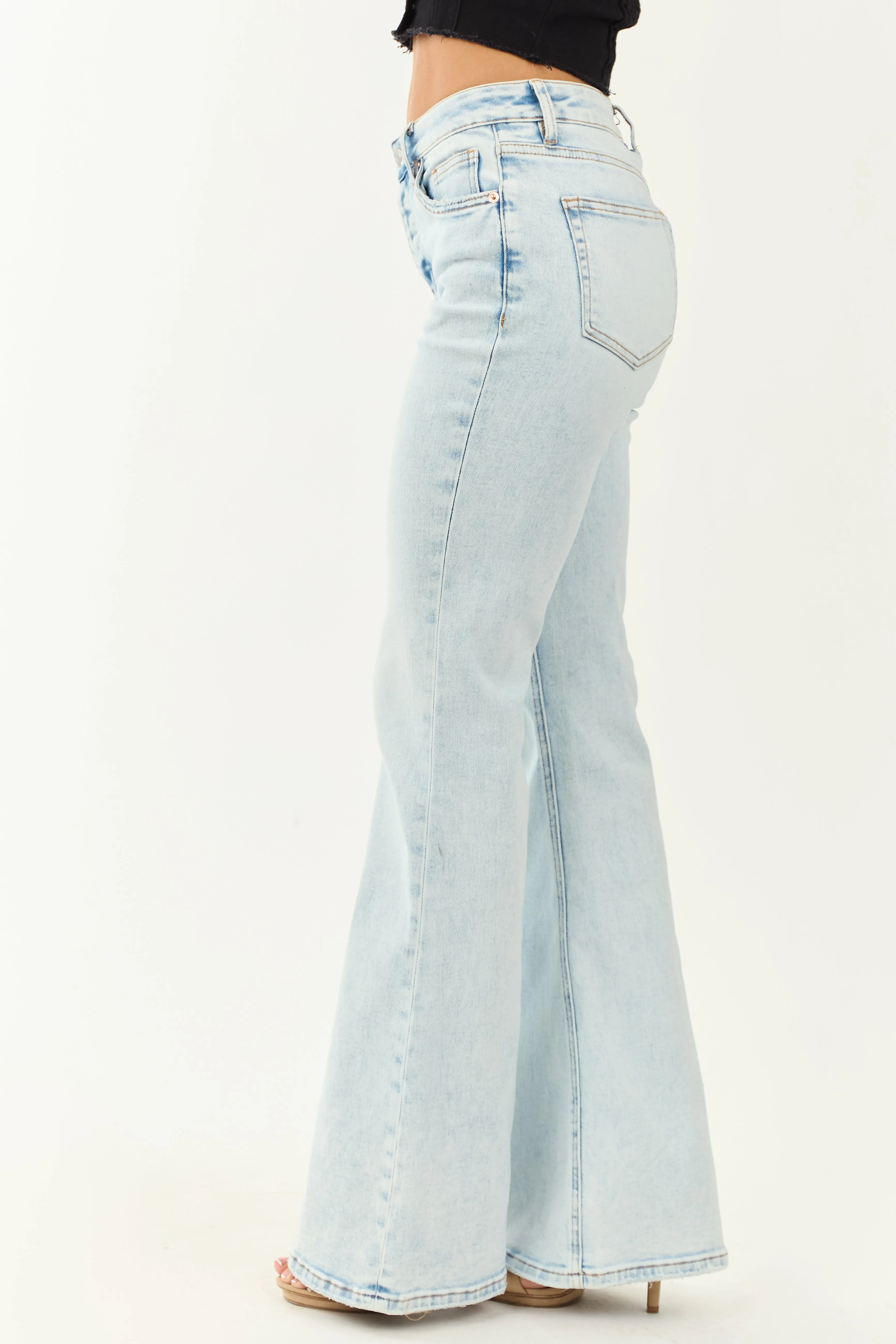 Mica Denim Light Wash Flare Leg Stretchy Jeans multi style