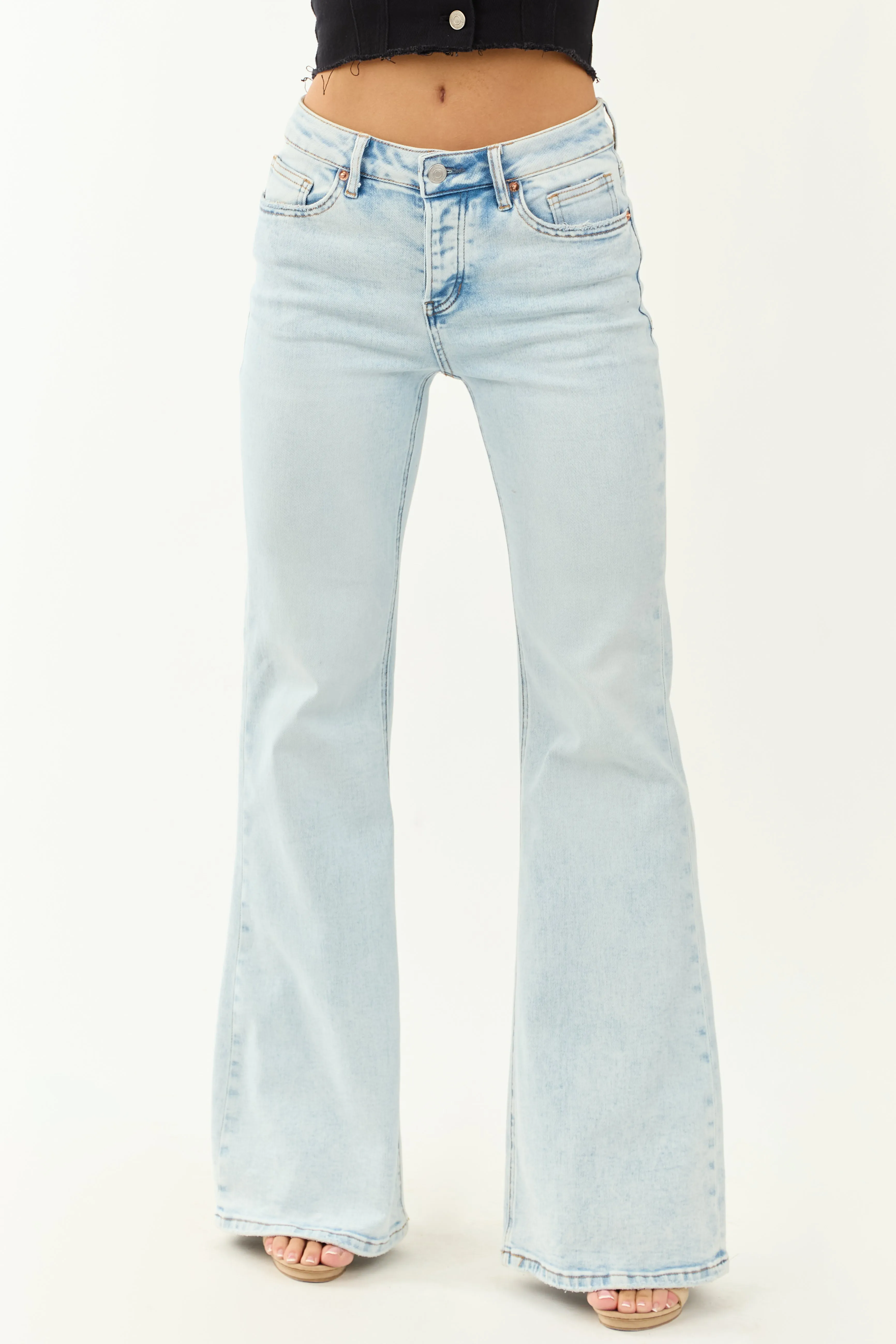 Mica Denim Light Wash Flare Leg Stretchy Jeans multi style