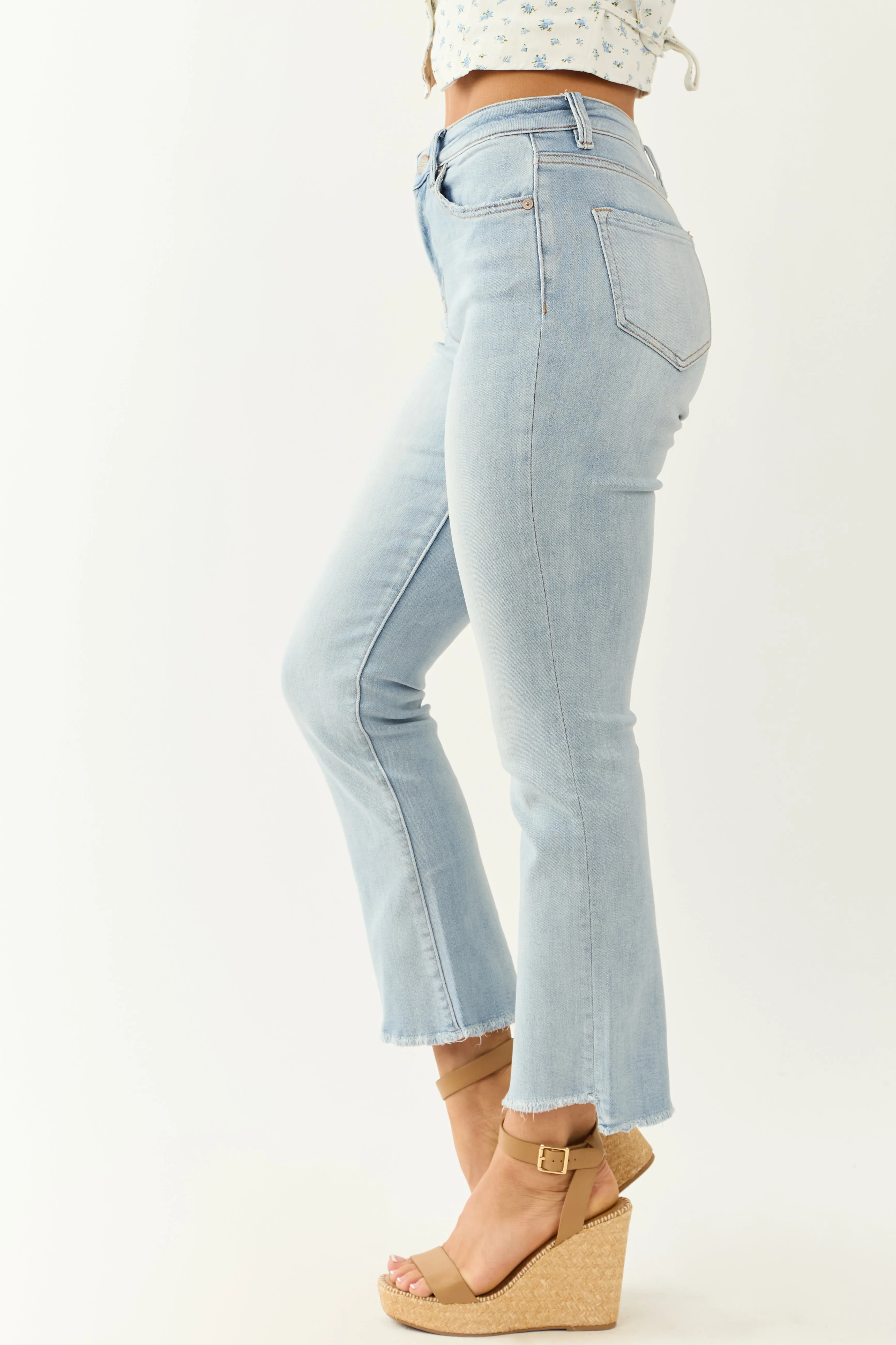 Mica Denim Light Wash Stretchy Soft Kick Flare Jeans quality edge