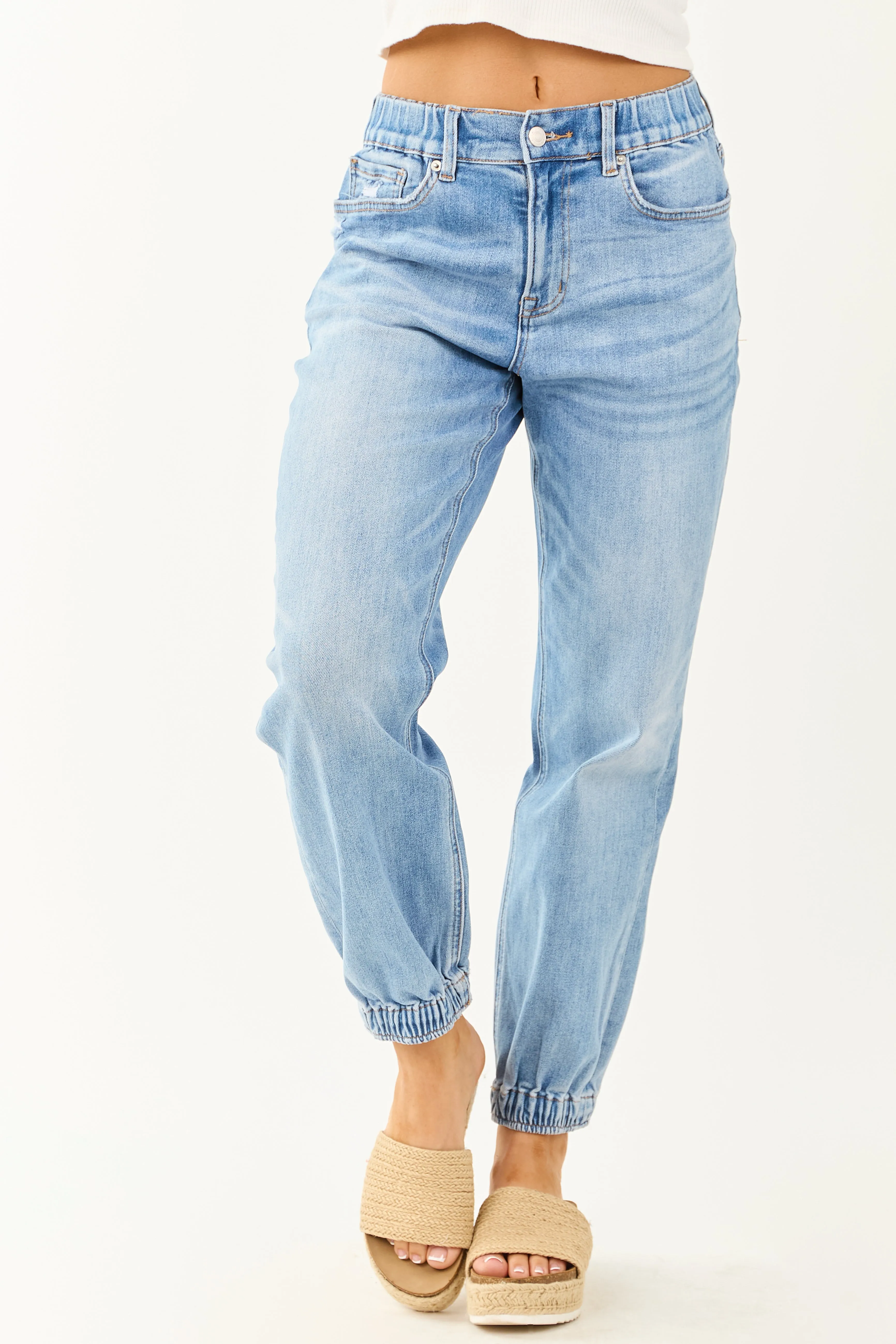 Mica Denim Medium High Rise Stretchy Jogger Jeans style easy