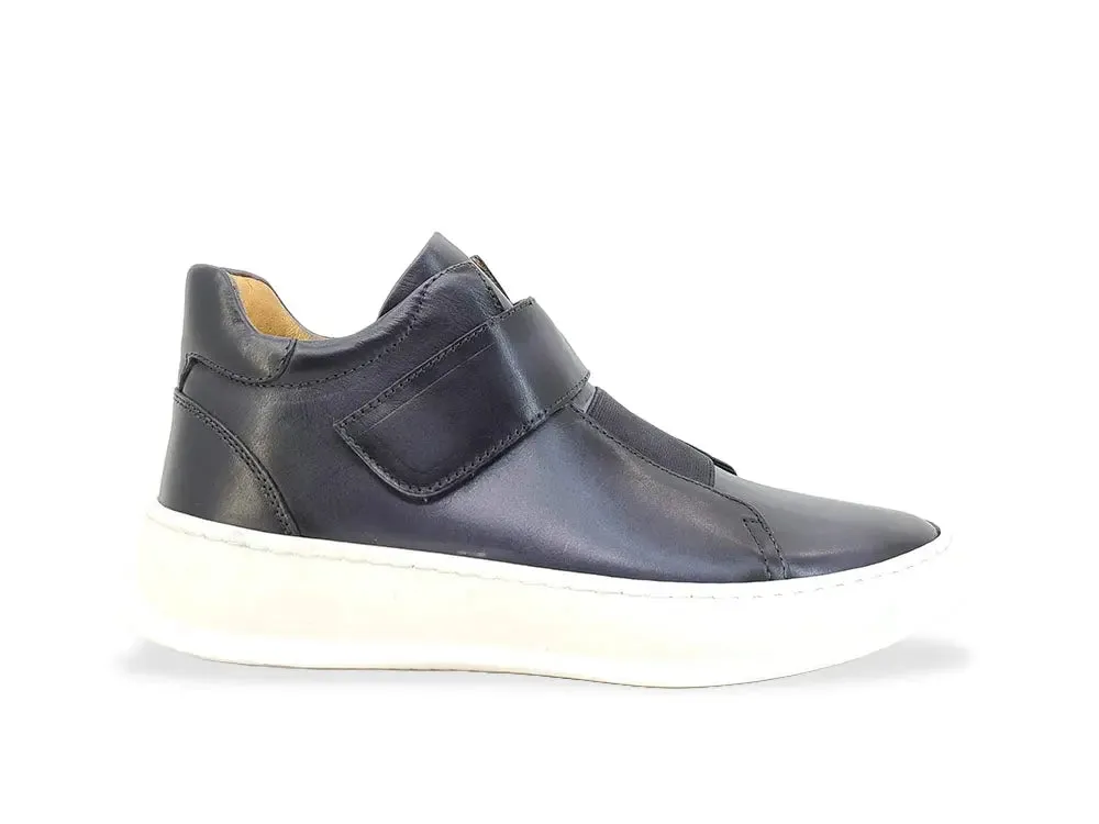 Mid Top Burnished Leather Sneaker walk smart