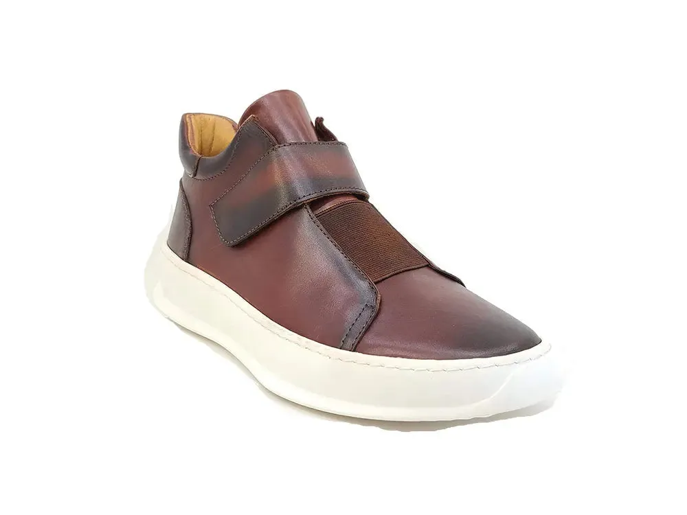 Mid Top Burnished Leather Sneaker walk smart