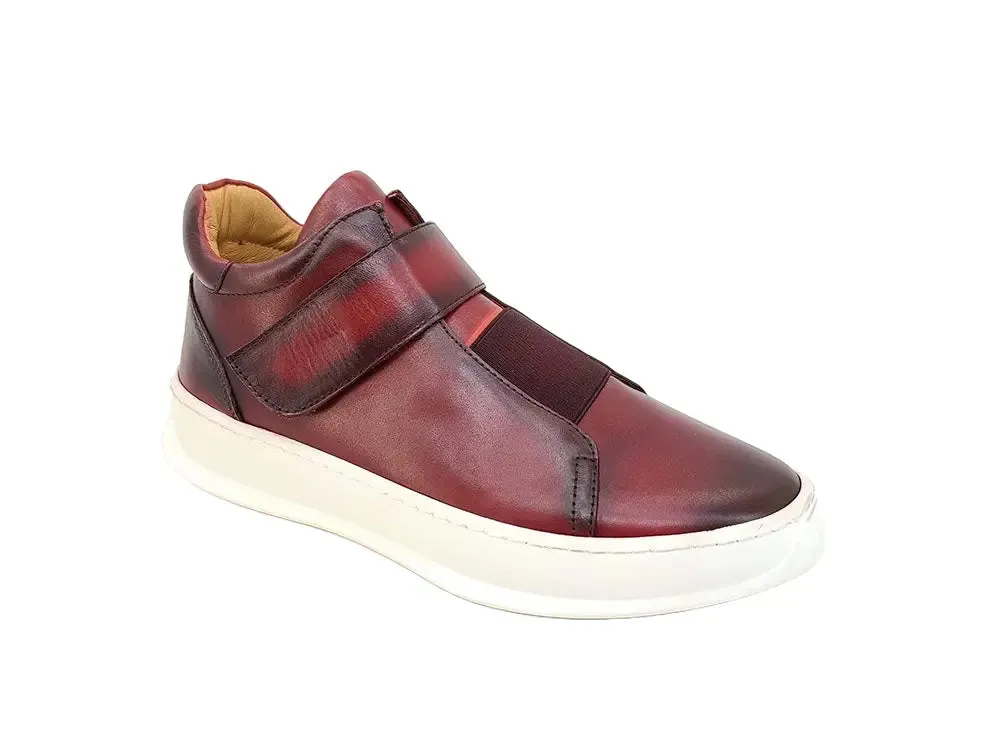 Mid Top Burnished Leather Sneaker walk smart