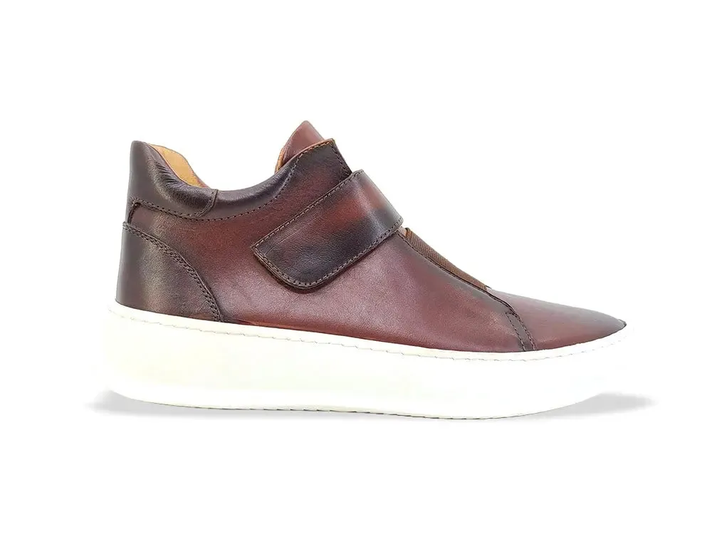 Mid Top Burnished Leather Sneaker walk smart