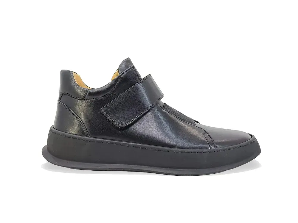 Mid Top Burnished Leather Sneaker walk smart