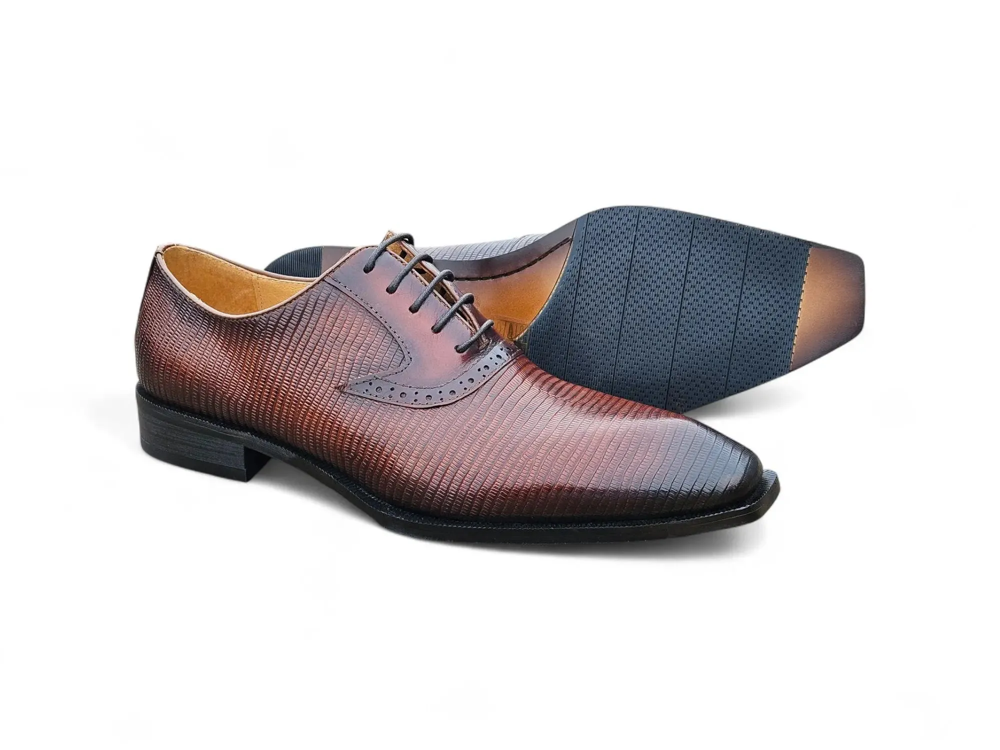 Milano Lizard Embossed Oxford Dress Shoes modern vibe
