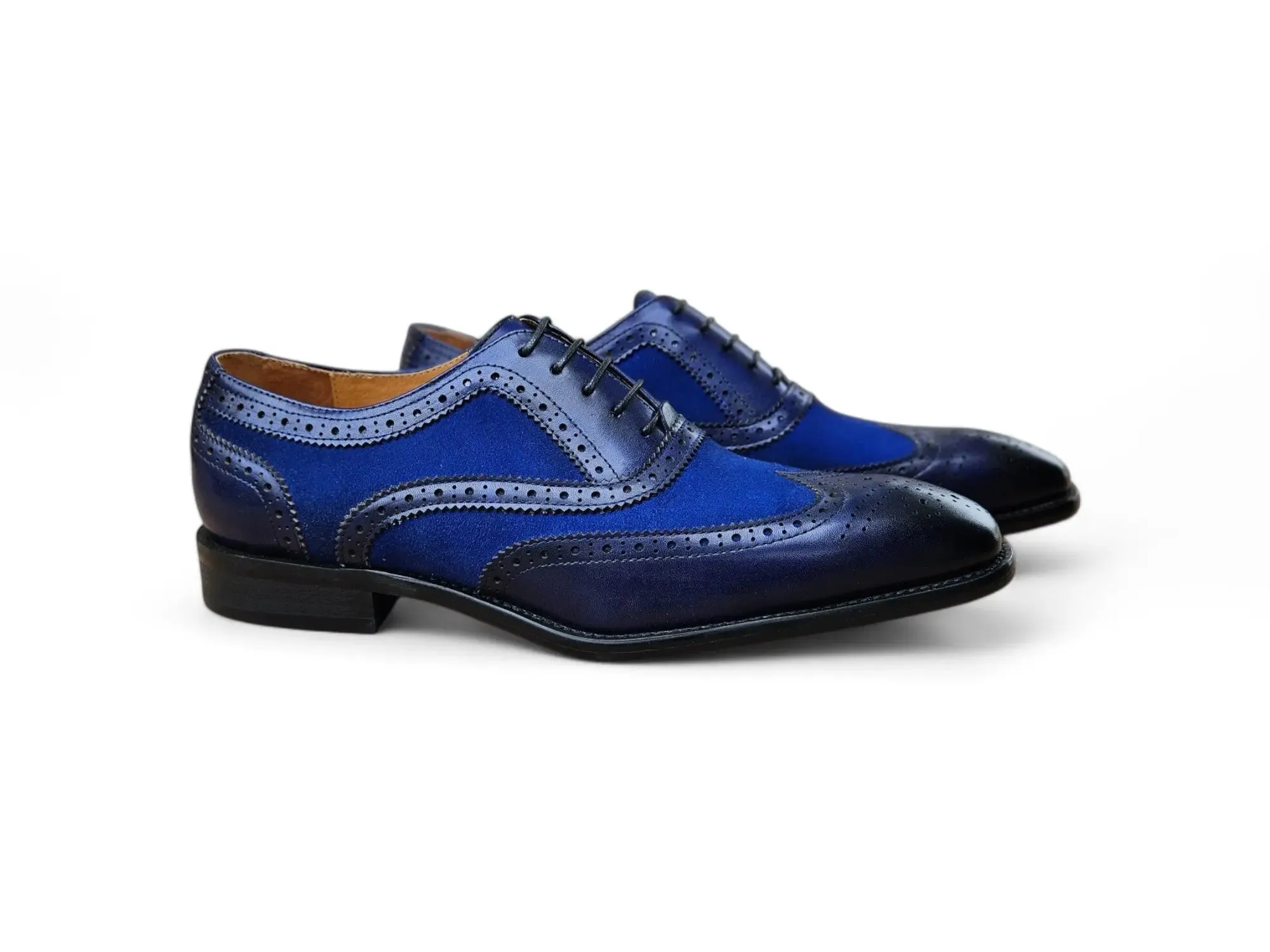 Mixed Media Burnished Wingtip Oxford modern classic