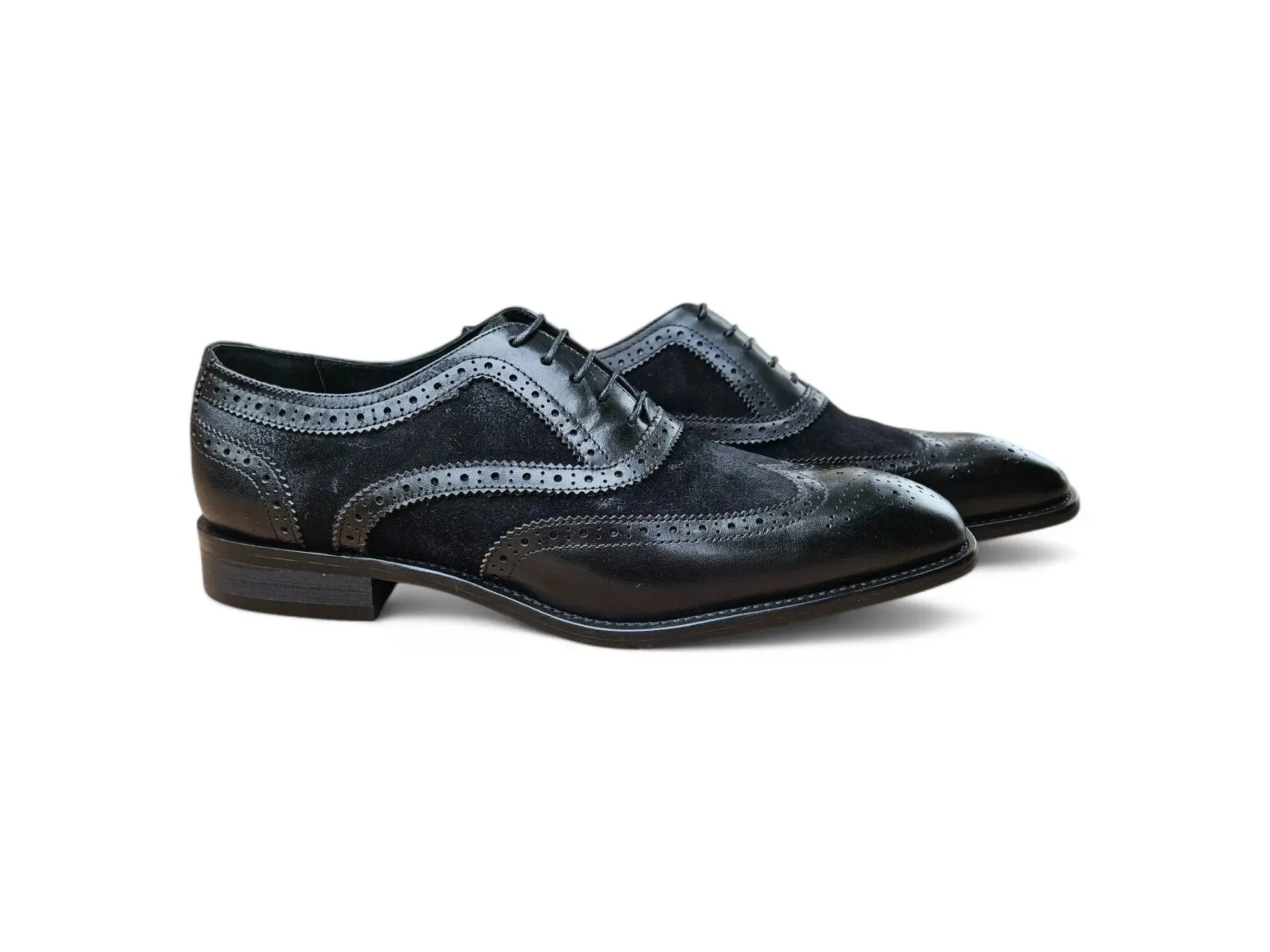 Mixed Media Burnished Wingtip Oxford modern classic