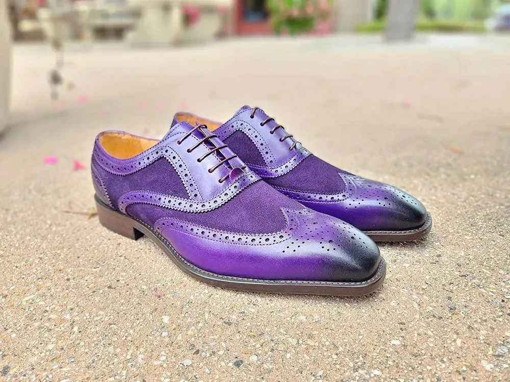 Mixed Media Burnished Wingtip Oxford modern classic