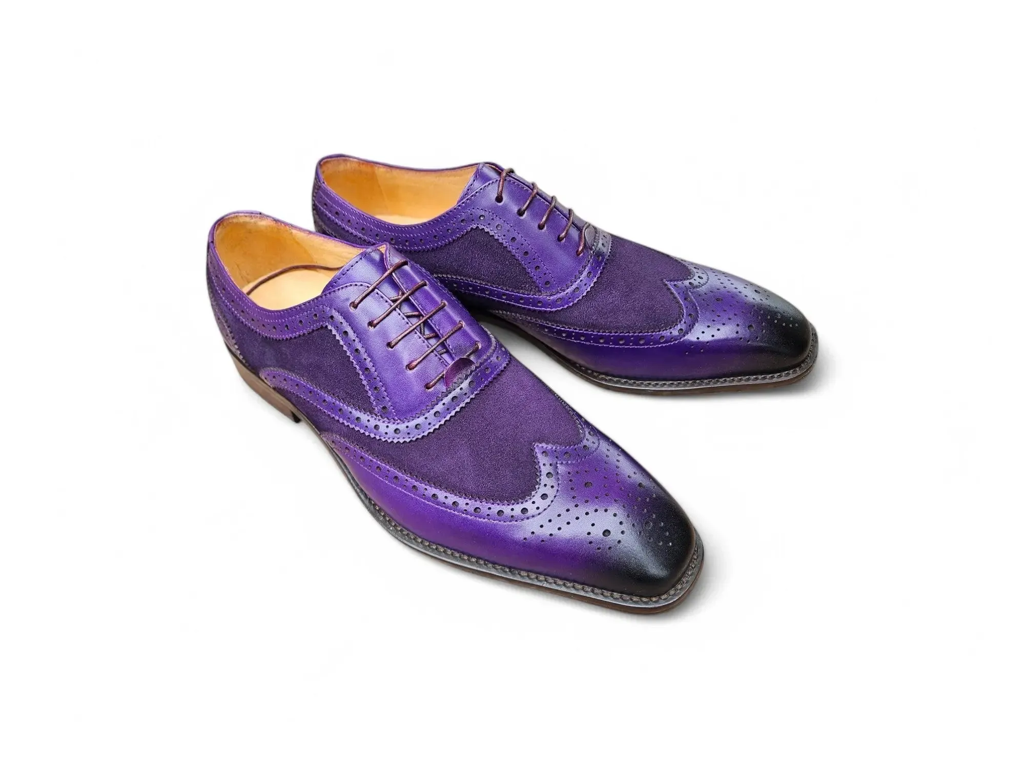 Mixed Media Burnished Wingtip Oxford modern classic