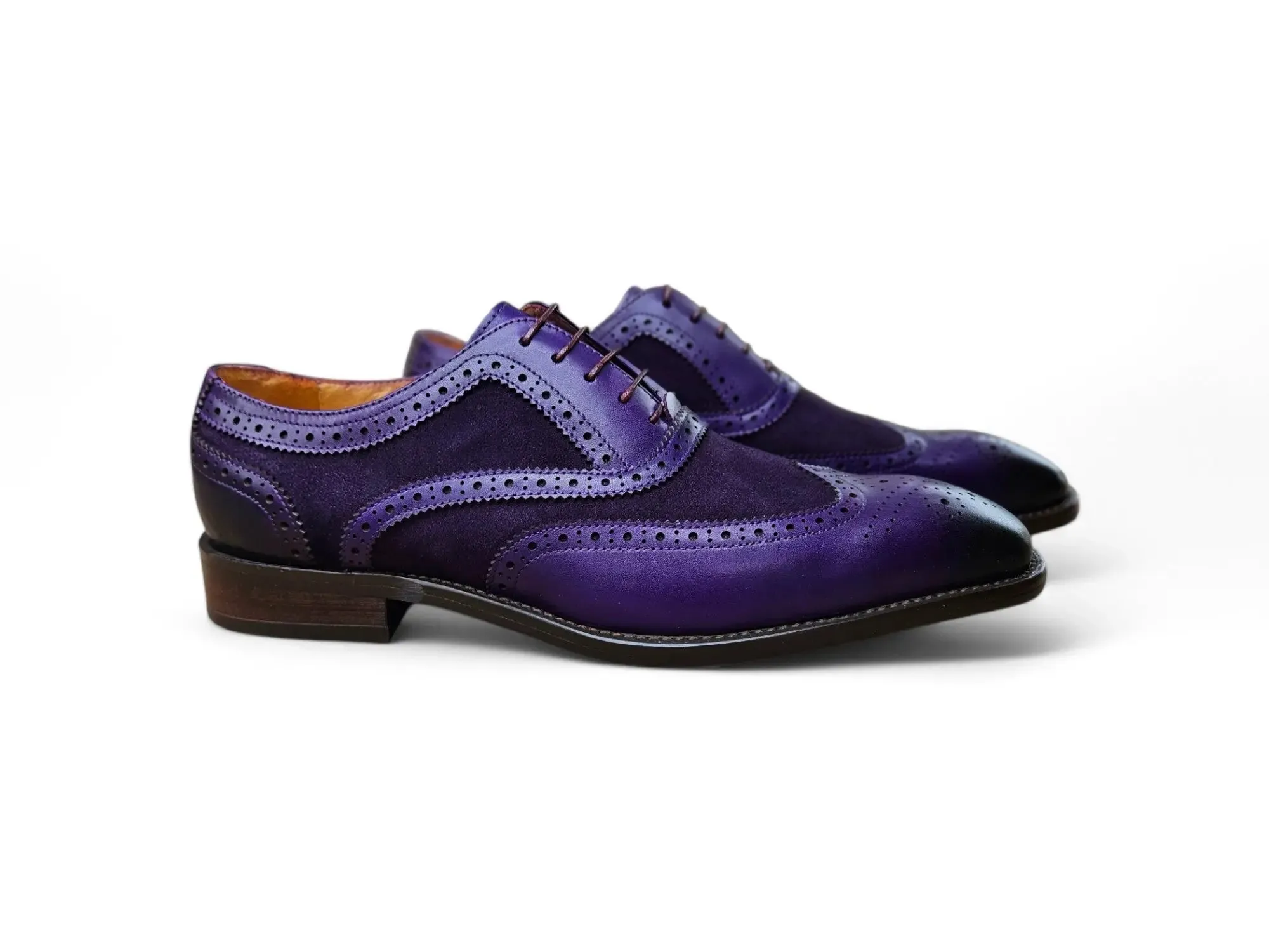 Mixed Media Burnished Wingtip Oxford modern classic