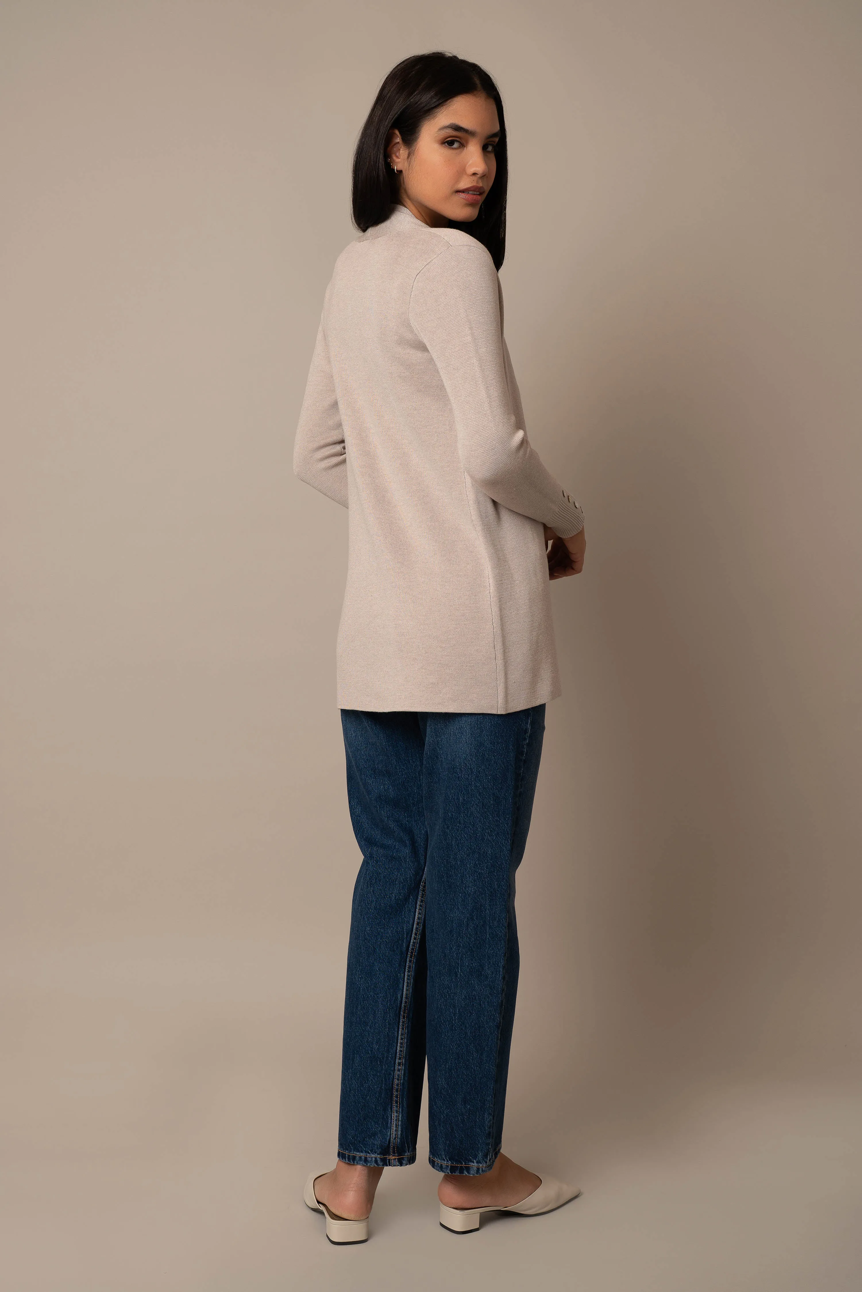 Open Cardigan With Button Sleeve layering essential