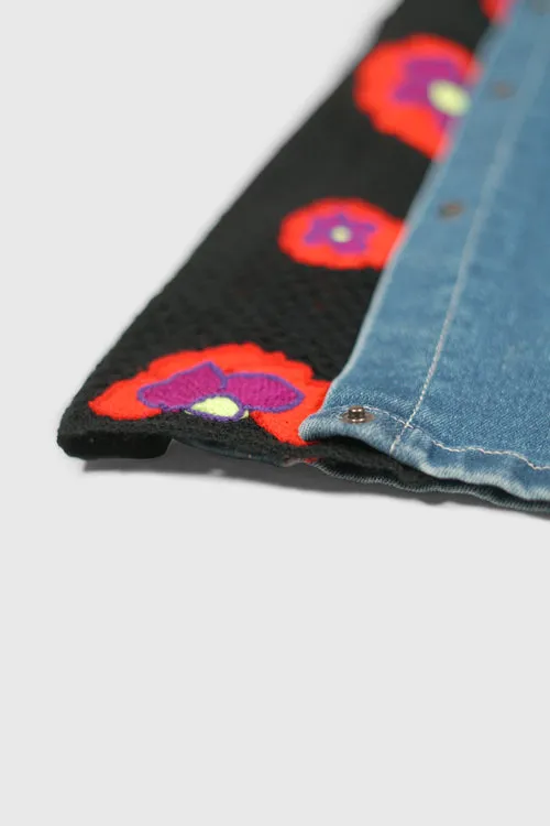 Opium Stone Wash Open Crochet Denim Jeans fit quick