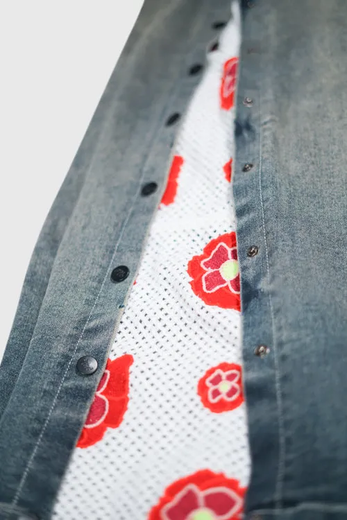 Opium Stone Wash Open Crochet Denim Jeans free stretch