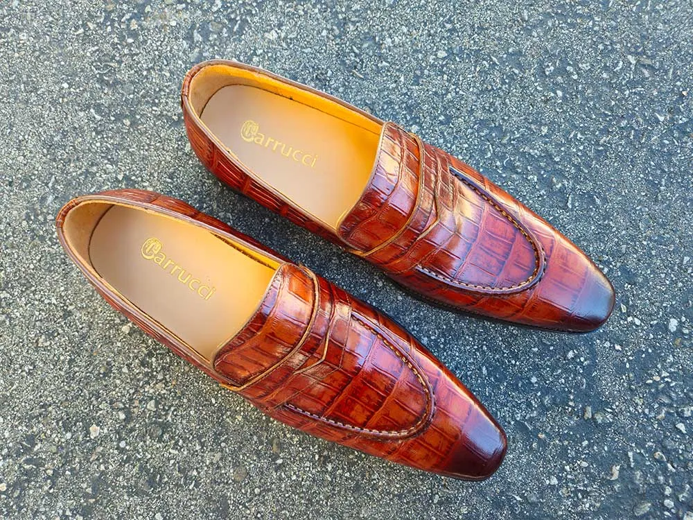 Penny Loafer Features Alligator Embossed Calfskin pure ease