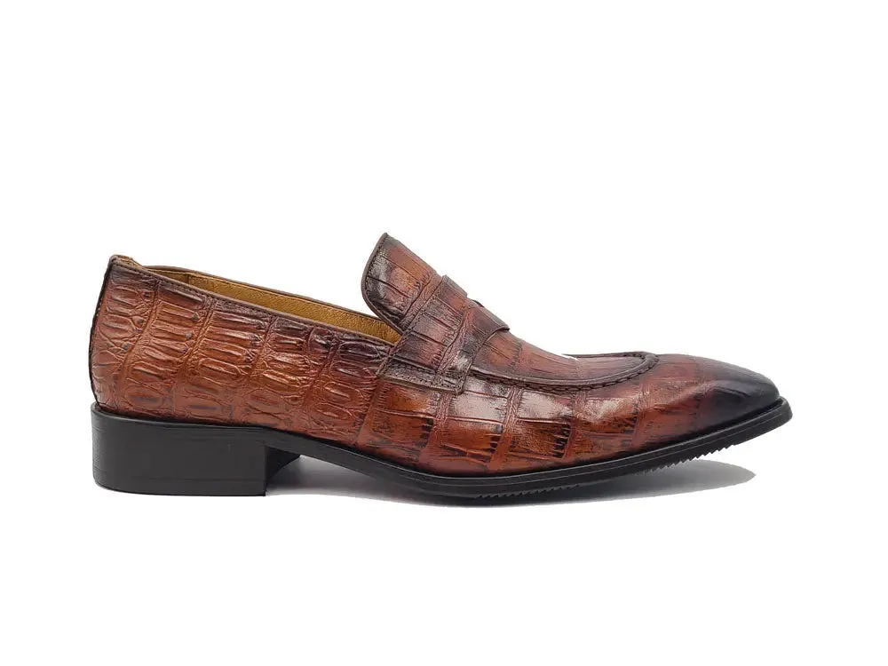 Penny Loafer Features Alligator Embossed Calfskin pure ease