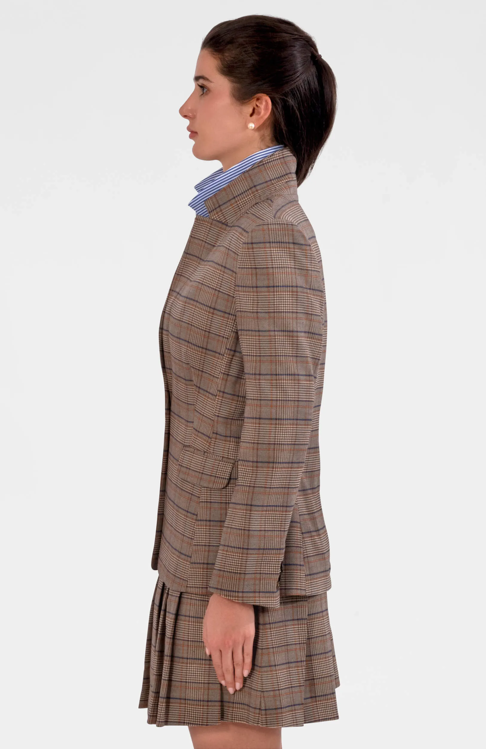 Preppy Plaid Blazer - Khaki layer ease