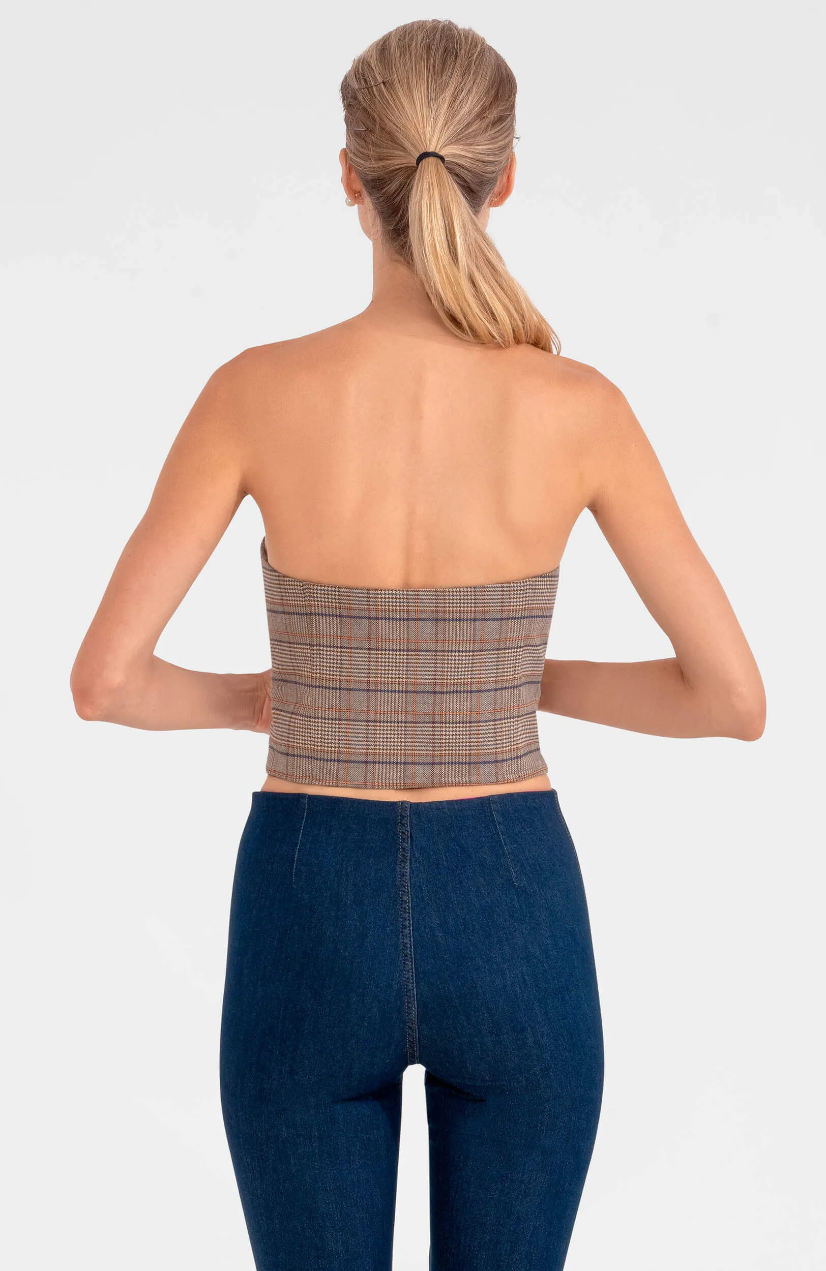 Preppy Plaid Bustier - Khaki interview appropriate