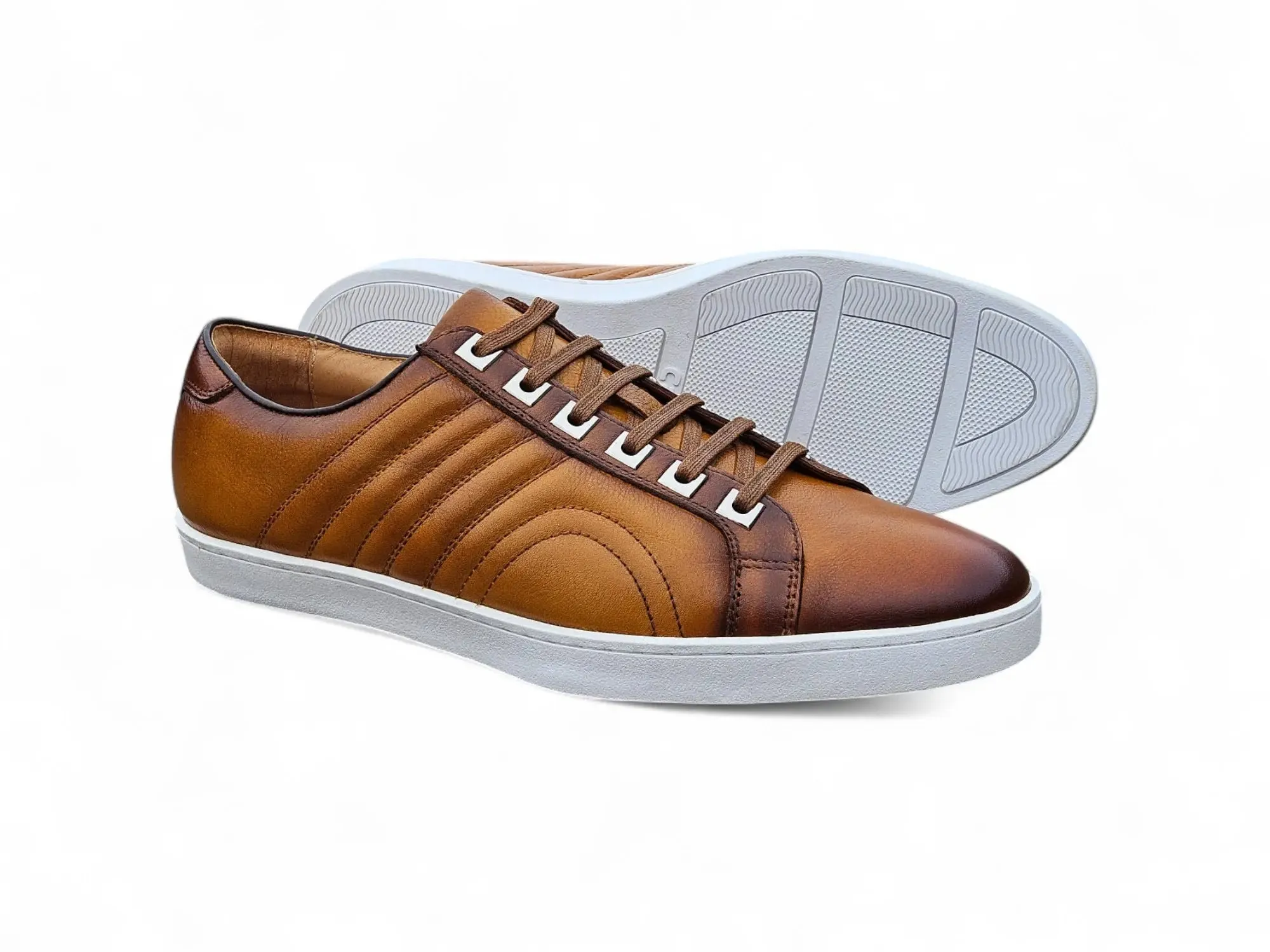 Primo Hand Burnished Leather Sneakers lightweight feel