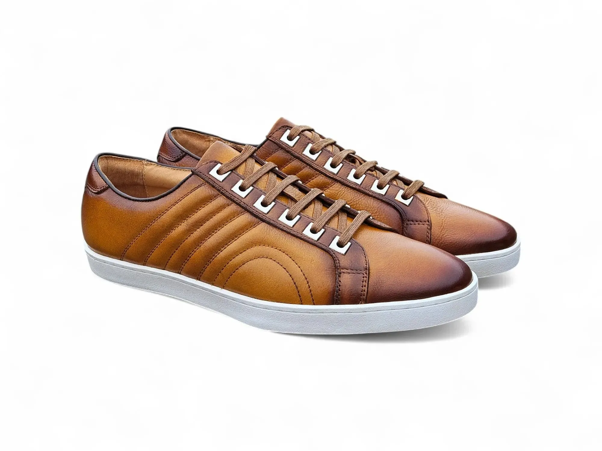 Primo Hand Burnished Leather Sneakers lightweight feel