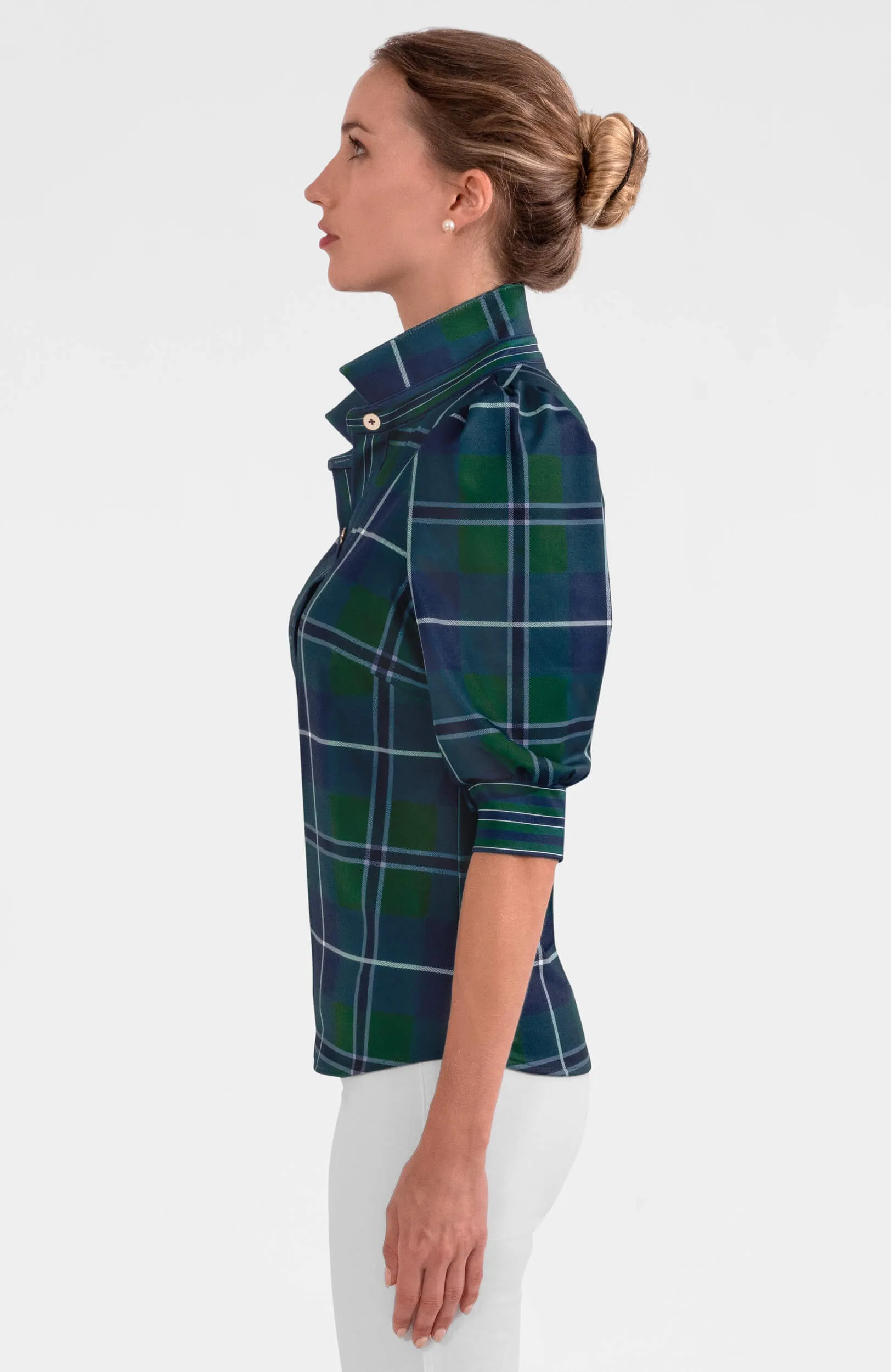 Puff Sleeve Top - Melville Tartan petite flattering