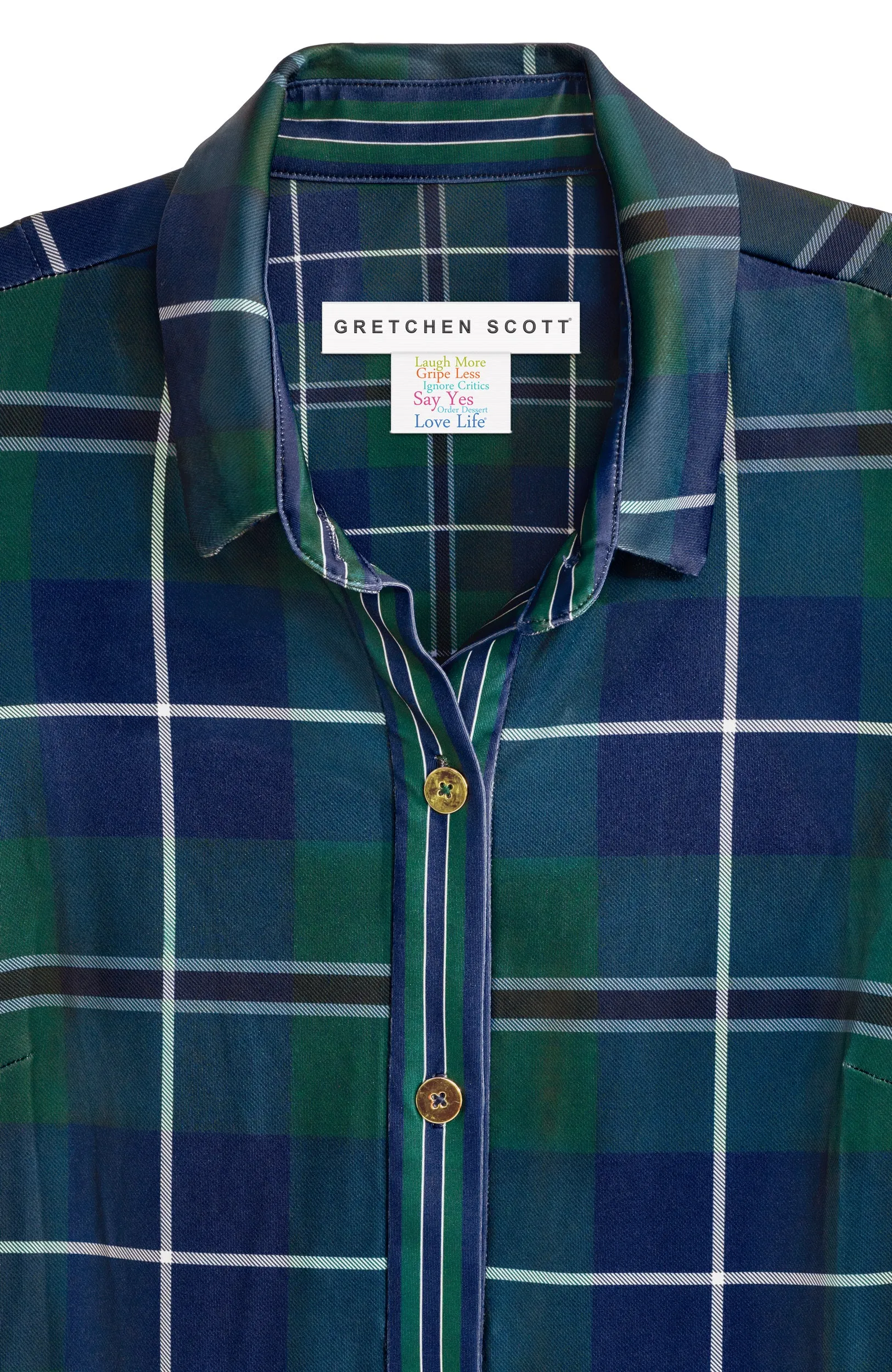 Puff Sleeve Top - Melville Tartan petite flattering