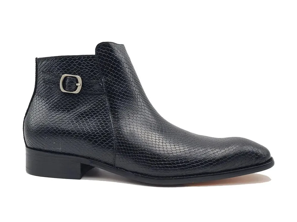 Python Printed Calfskin Buckle Strap Boot chic move