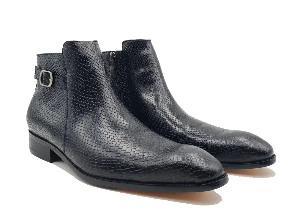 Python Printed Calfskin Buckle Strap Boot chic move