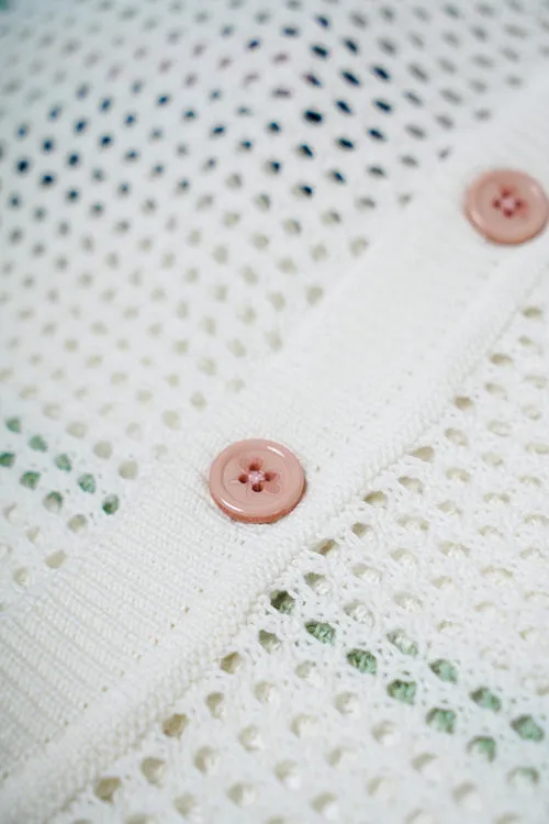 Racket Club Crochet Knit Short-Sleeve Button-Up Shirt party glam