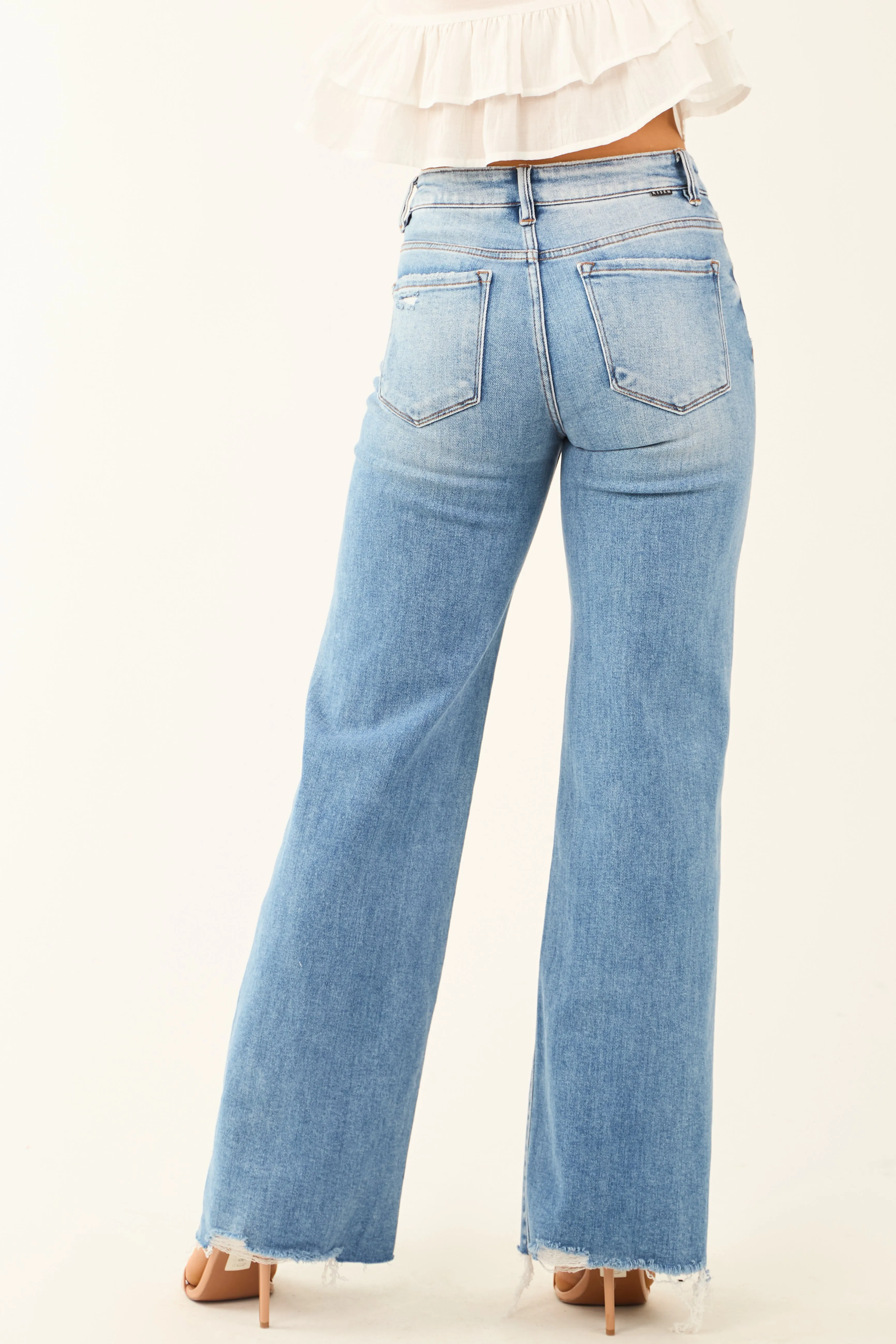 Risen Mid Rise Distressed Tummy Control Jeans charm boost